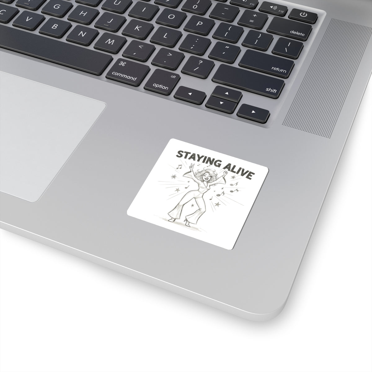 Staying Alive Disco Sticker — Retro 70s Dance Kiss-Cut Sticker
