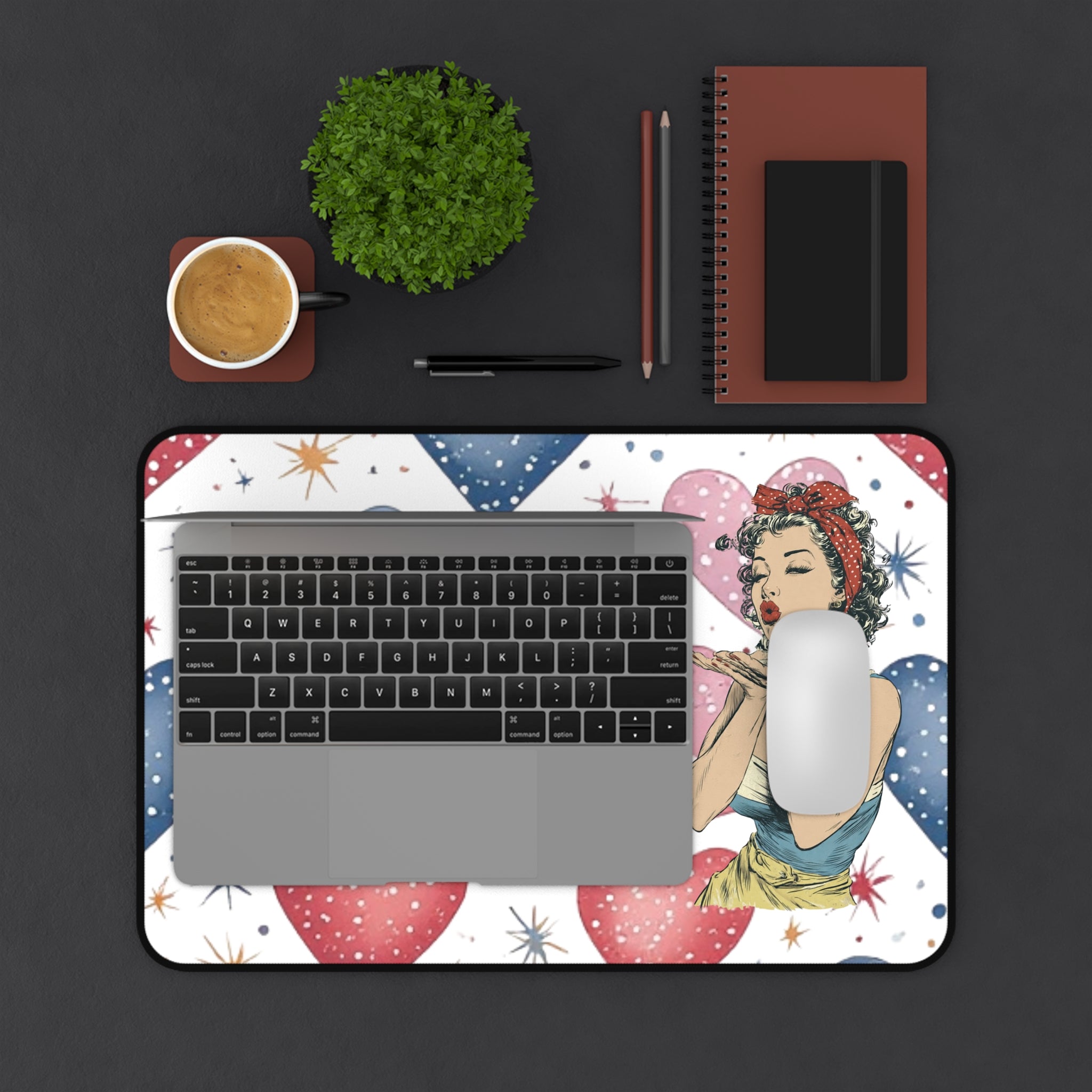 Retro Pin-Up Desk Mat – "From the Bottom of My Heart, I Don't Give a F**k" Heart Design