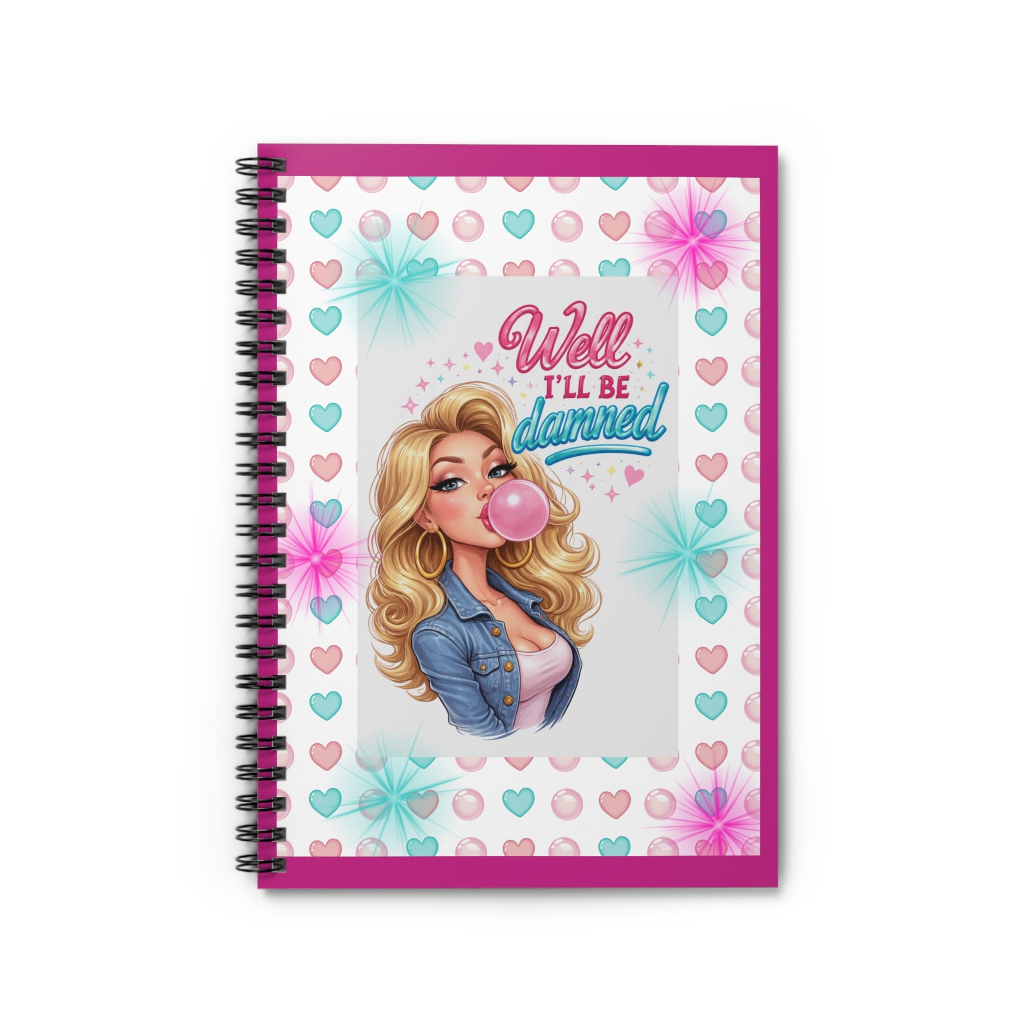 Bubblegum Babe Spiral Notebook — "Well I'll Be Damned" Ruled Journal