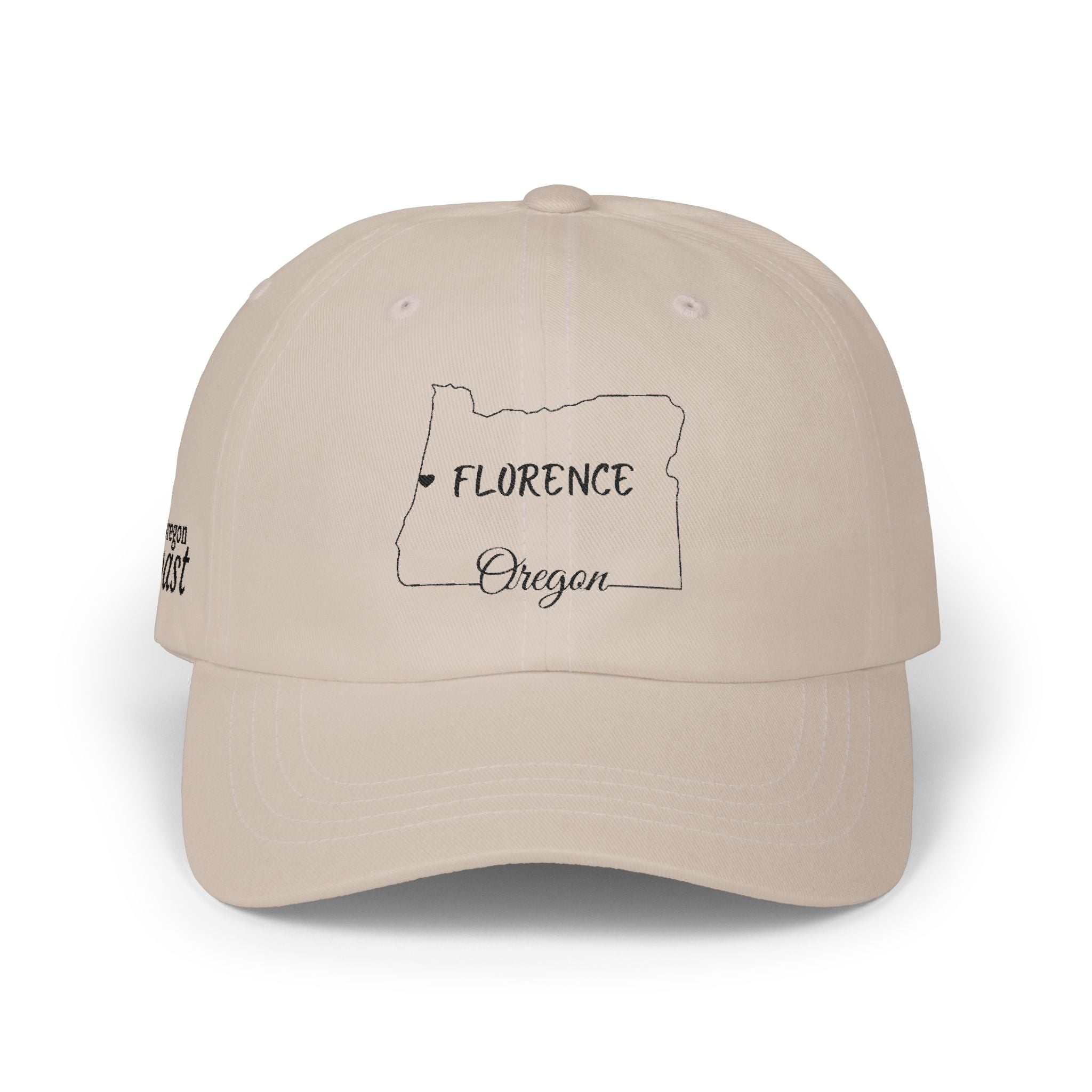 Florence Oregon Outline Dad Cap — Minimal State Map Baseball Hat