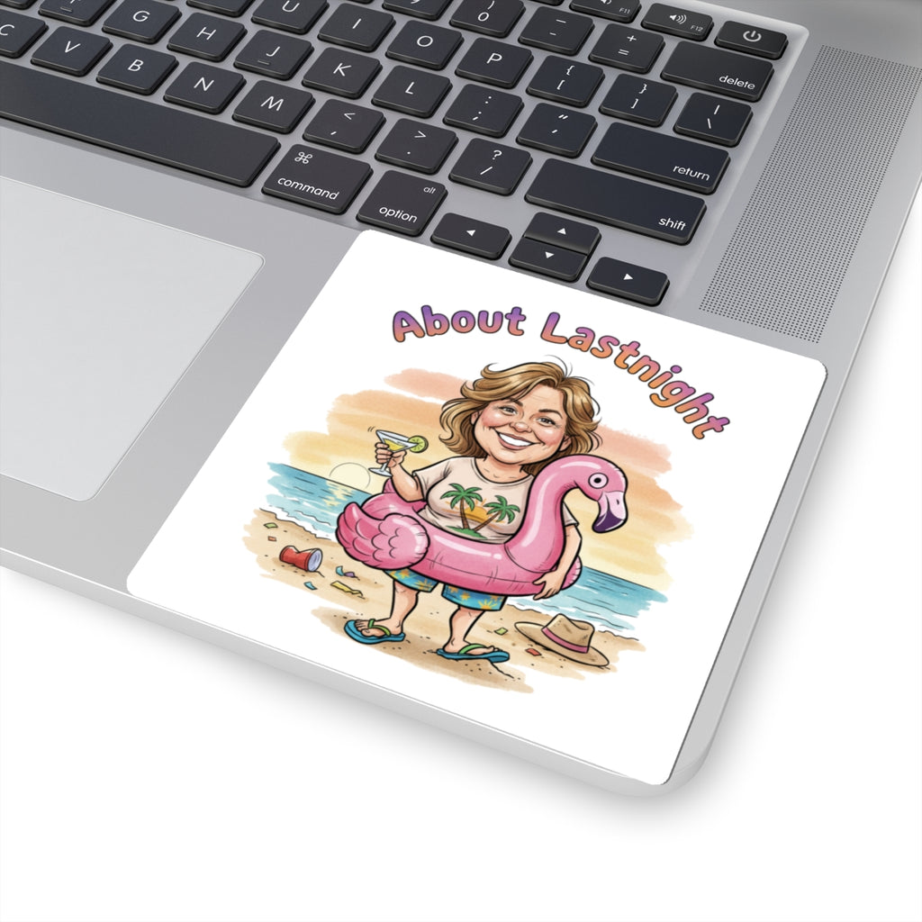 Sticker — "About Last Night" Beach Party Caricature (Kiss-Cut)