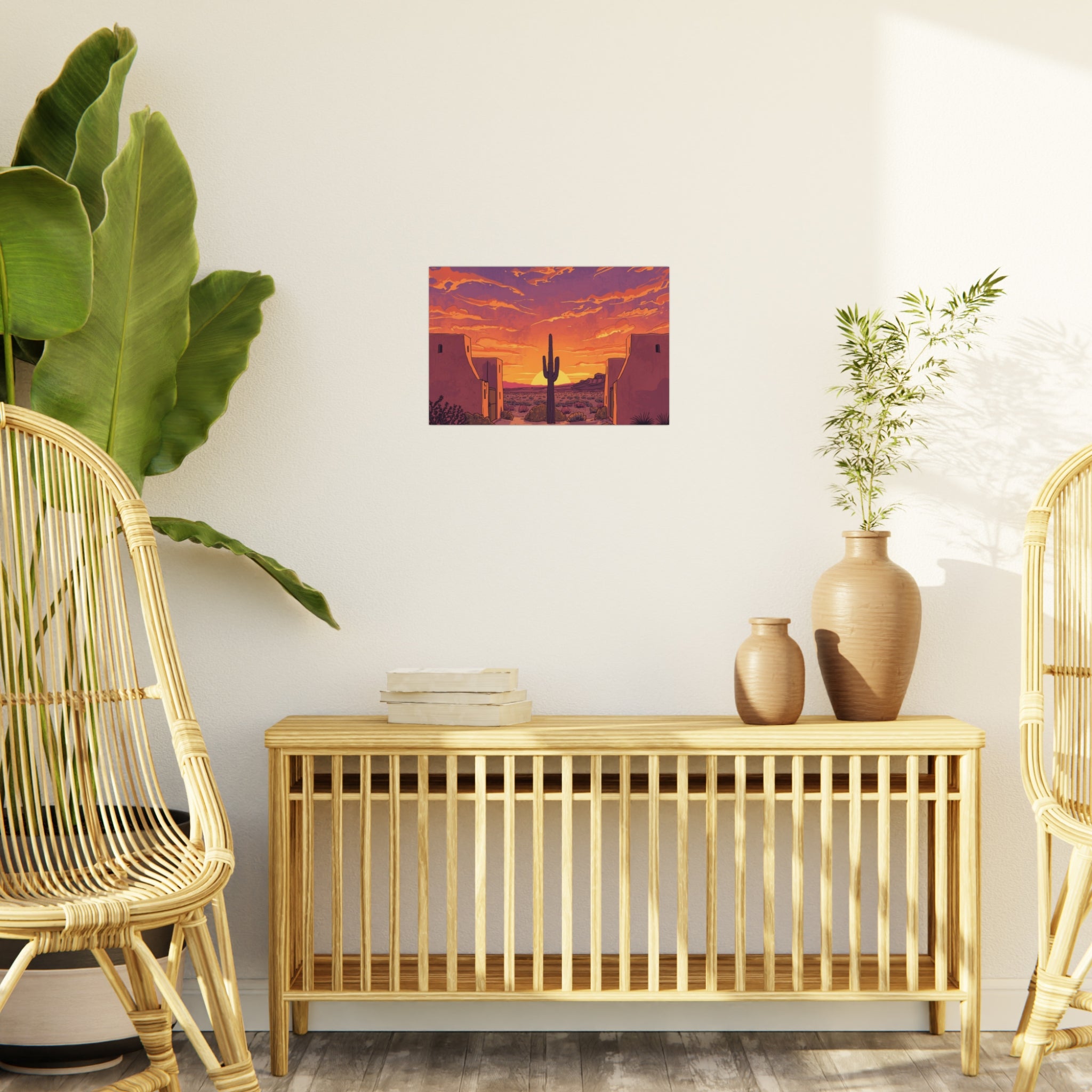 Desert Sunset Foam Board Print — Saguaro Cactus Southwestern Wall Art