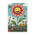 Happy Smiling Flower Canvas Wall Art — Cheerful Floral Nursery Decor