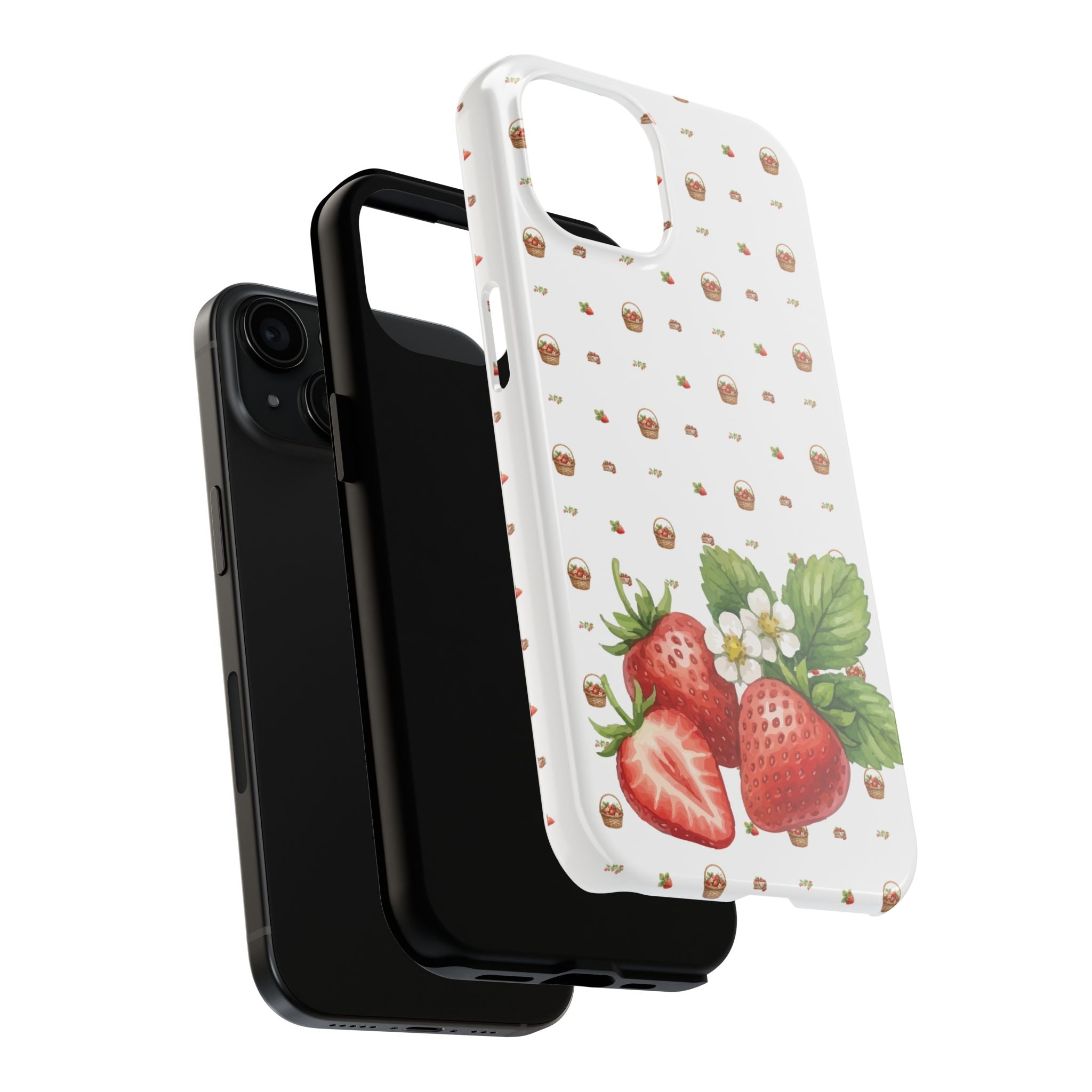 Strawberry Pattern Tough Phone Case — Vintage Botanical Fruit Design