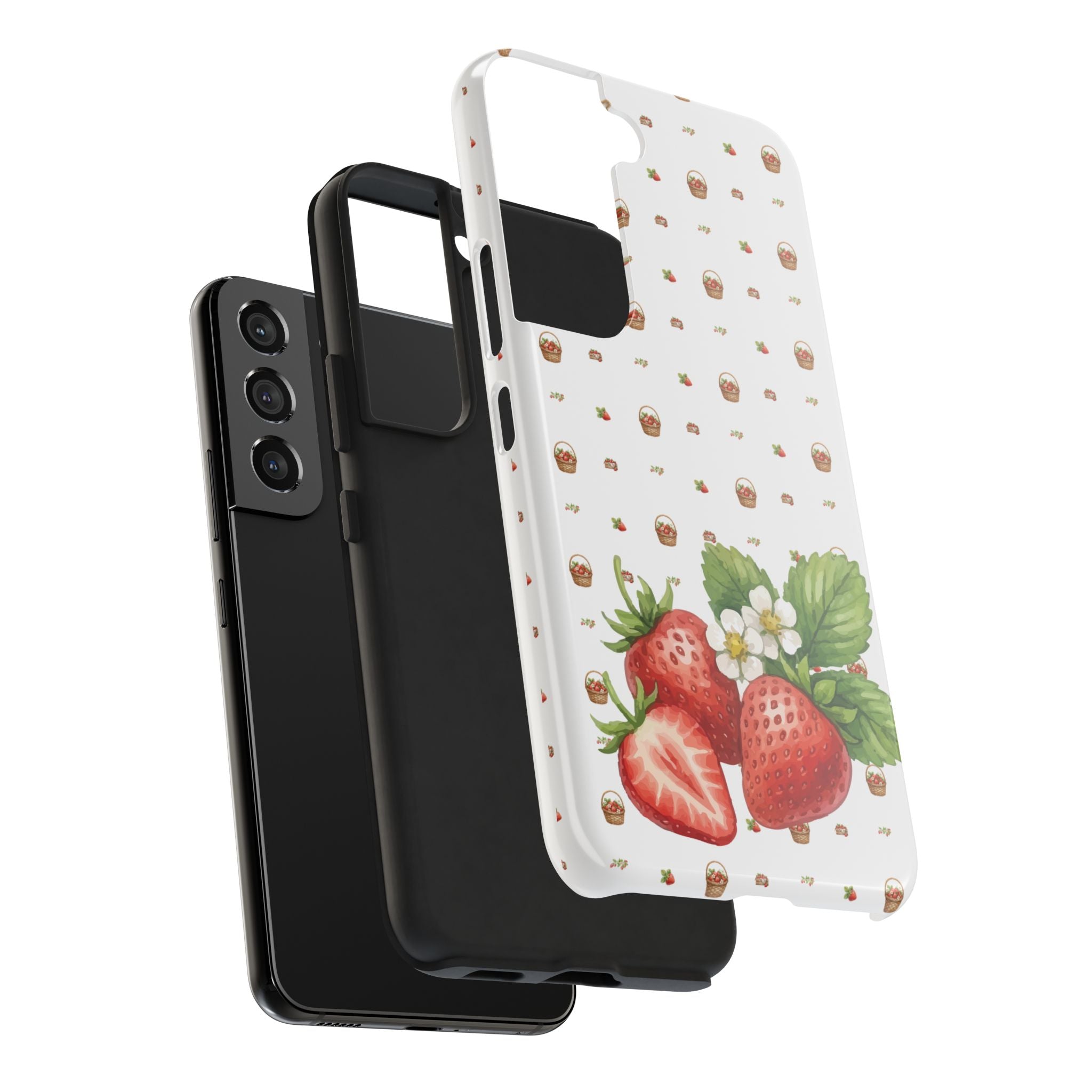 Strawberry Pattern Tough Phone Case — Vintage Botanical Fruit Design