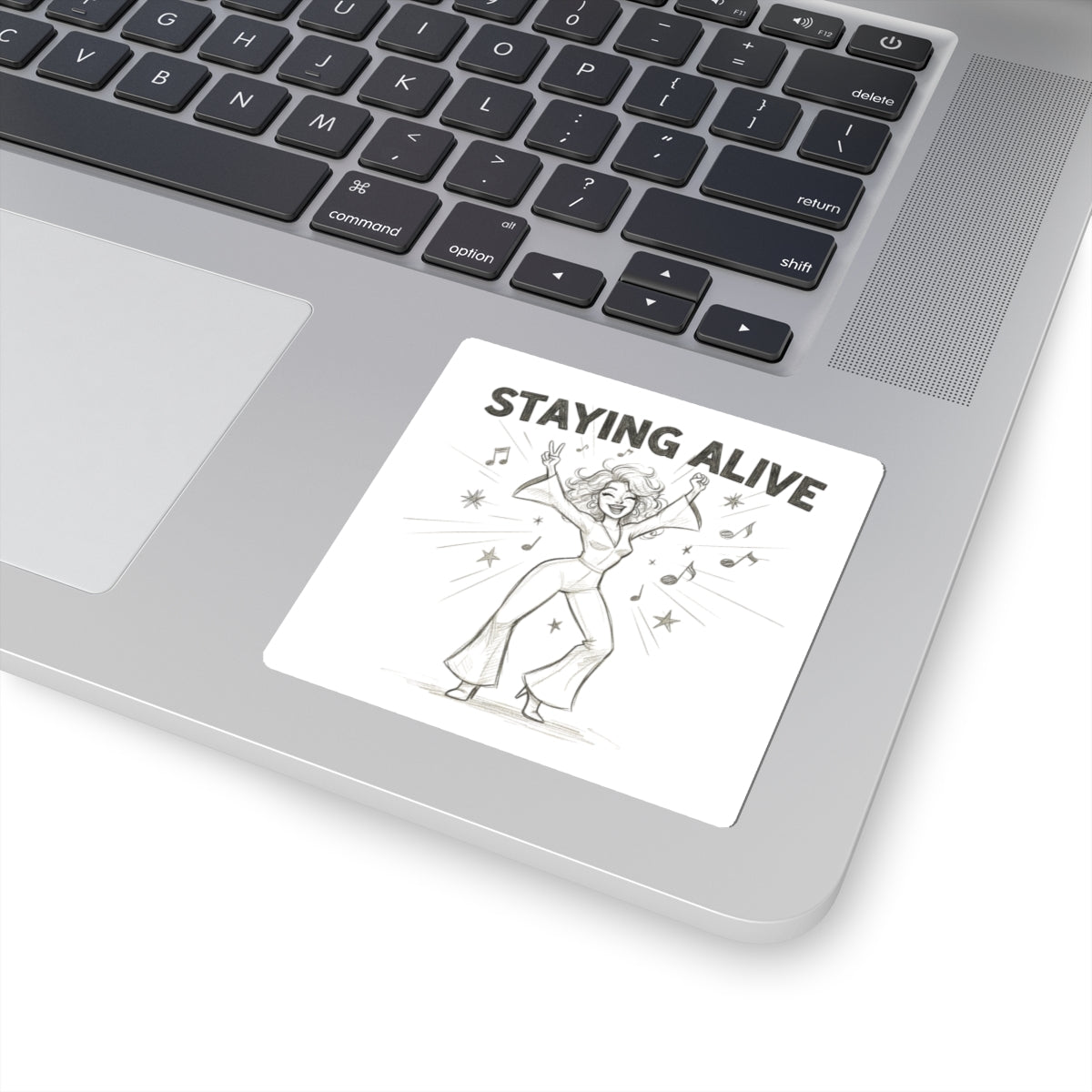 Staying Alive Disco Sticker — Retro 70s Dance Kiss-Cut Sticker