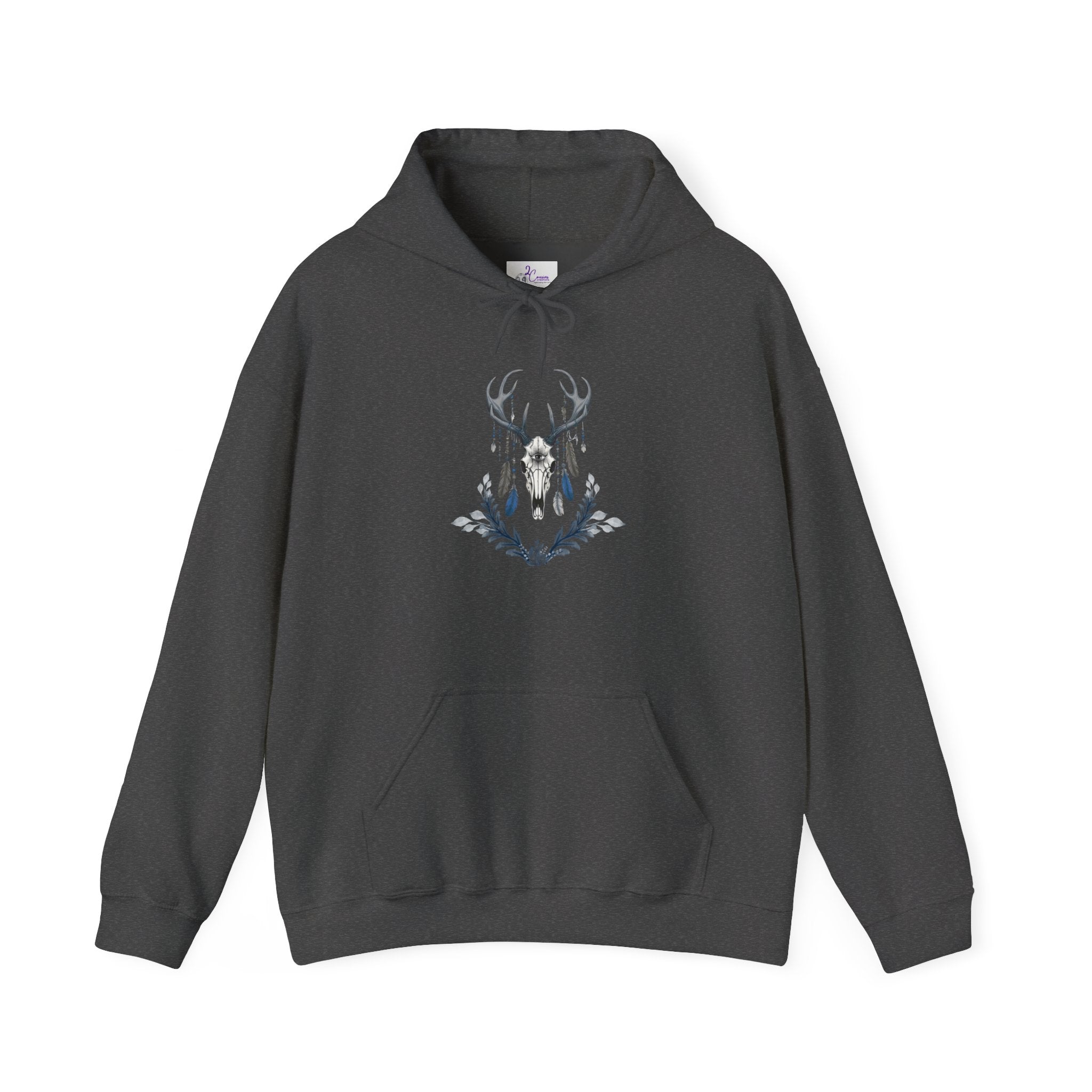 Deer Antler Floral Hoodie – Woodland Nature Graphic Sweatshirt