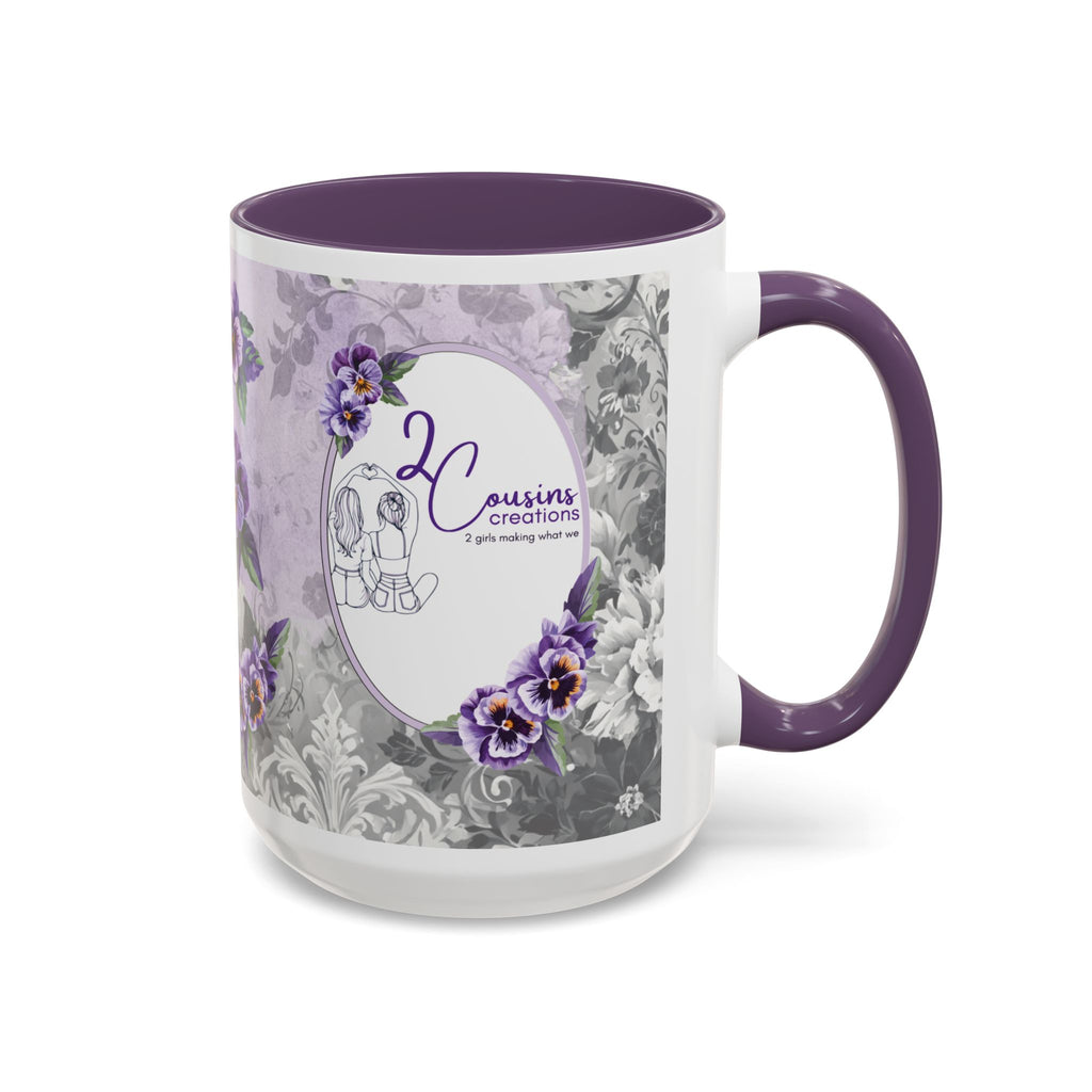 2 Cousins Creations Logo Floral Accent Coffee Mug — 15oz