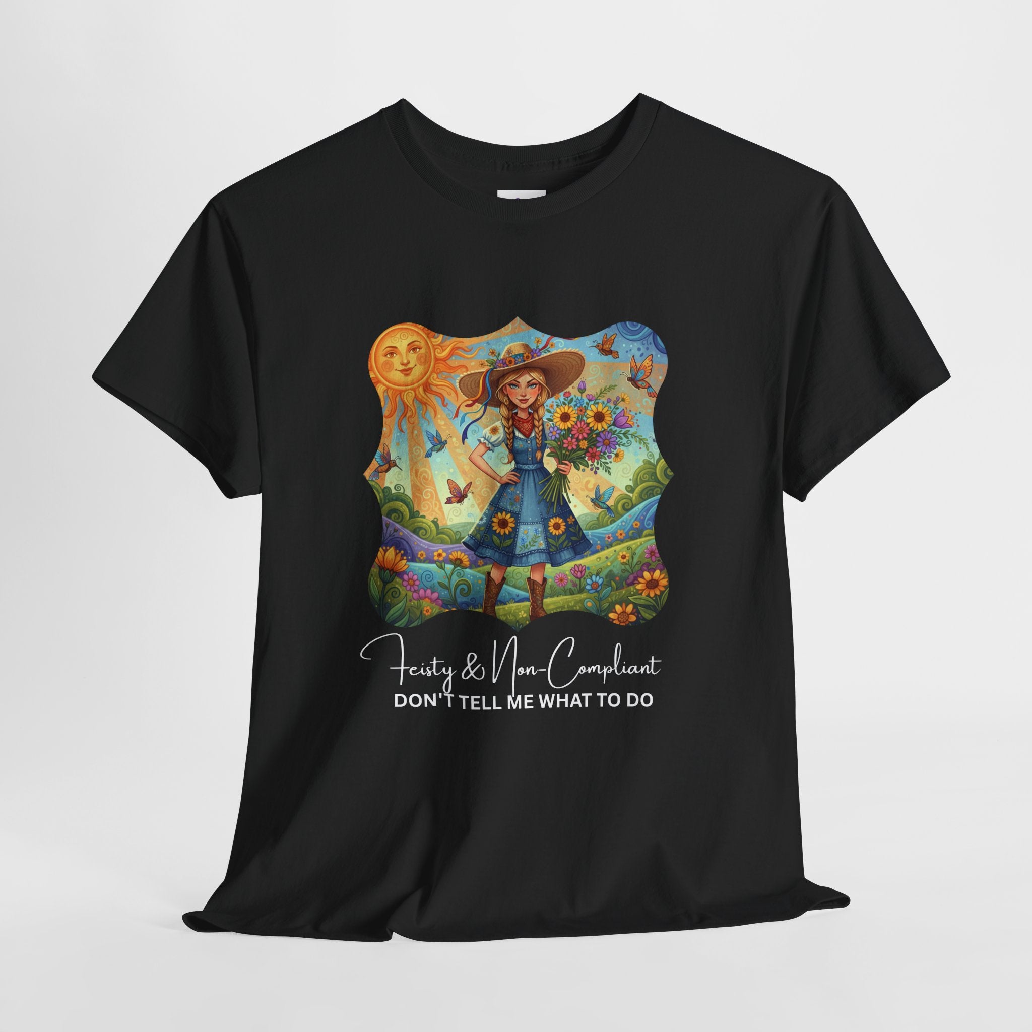 Summer Sunflower Scarecrow T-Shirt — "Don't Tell Me What To Do" Graphic Tee