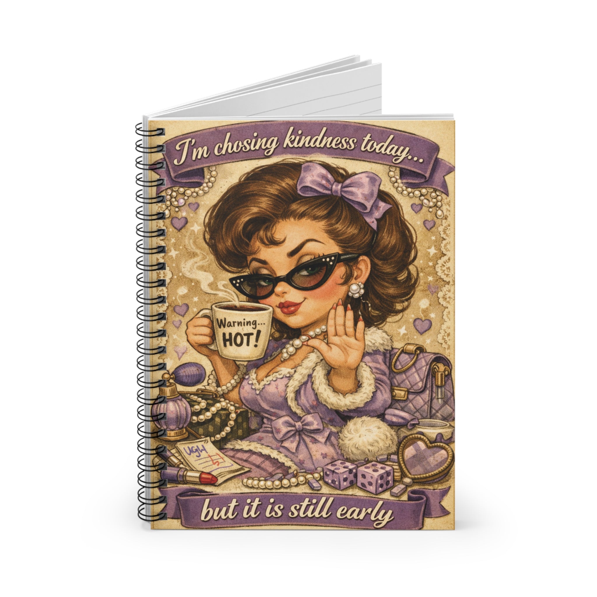 "I'm Choosing Kindness" Spiral Notebook — Sassy Coquette Ruled Journal