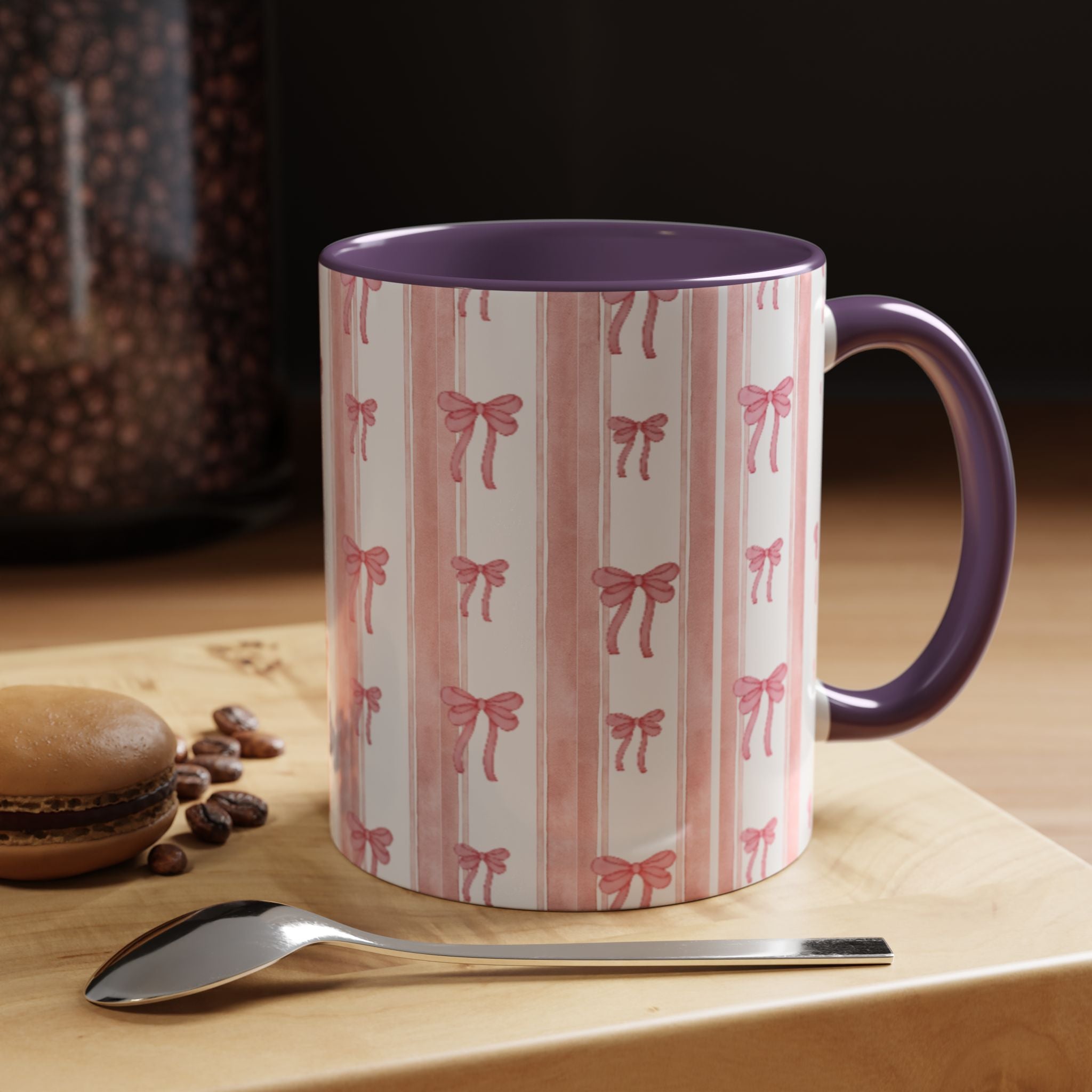 Pink Watercolor Bows Accent Mug | 11oz 15oz
