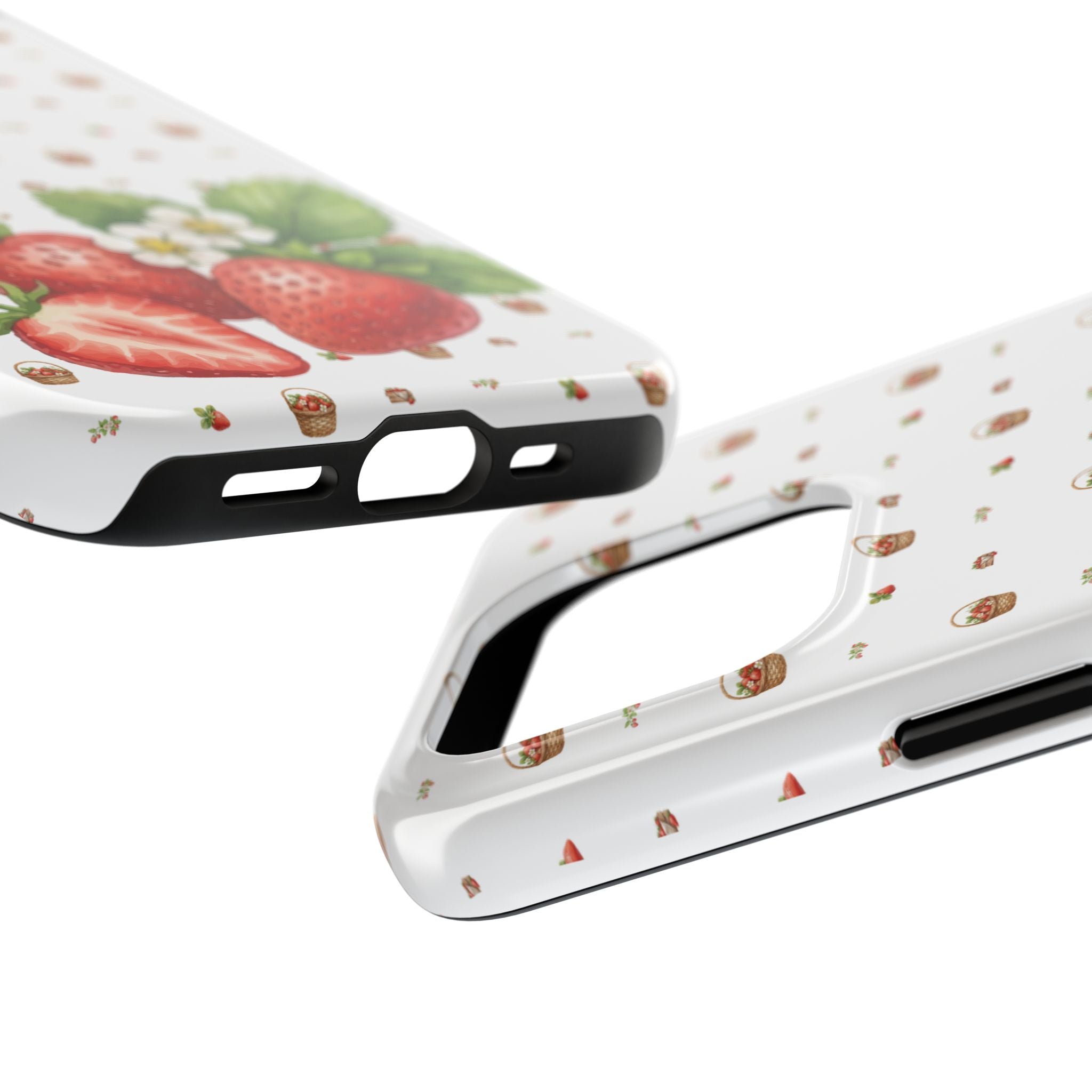Strawberry Pattern Tough Phone Case — Vintage Botanical Fruit Design