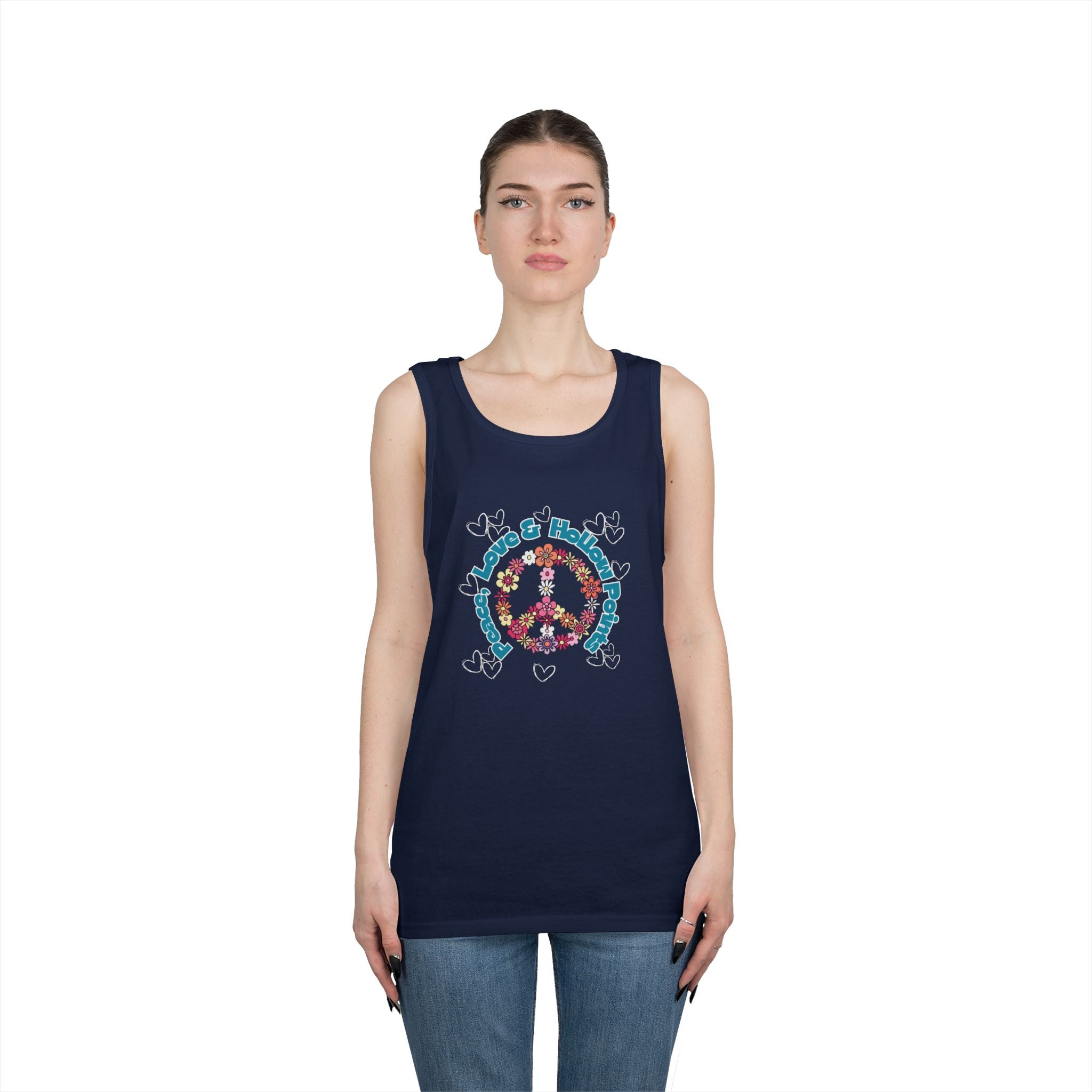 Peace, Love, Hollow Points Floral Tank — Funny Quote Graphic Tank Top