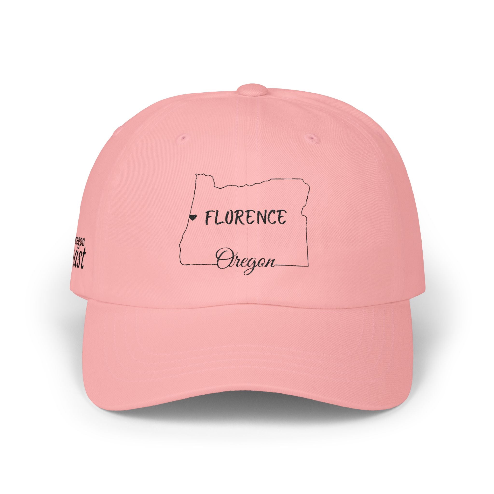 Florence Oregon Outline Dad Cap — Minimal State Map Baseball Hat