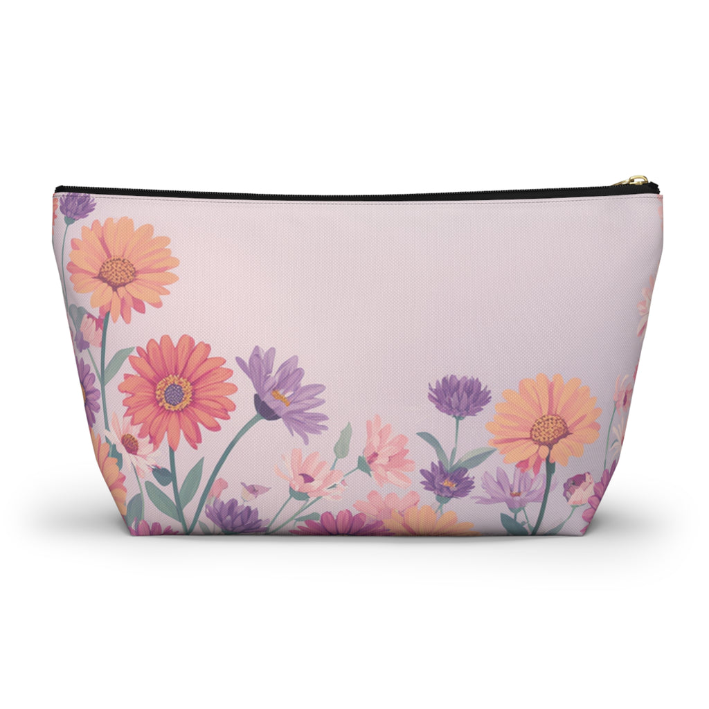 Frog in Bloom "Momma's Garden Bag" Floral Accessory Pouch — Cute Zippered Bag with T‑Bottom