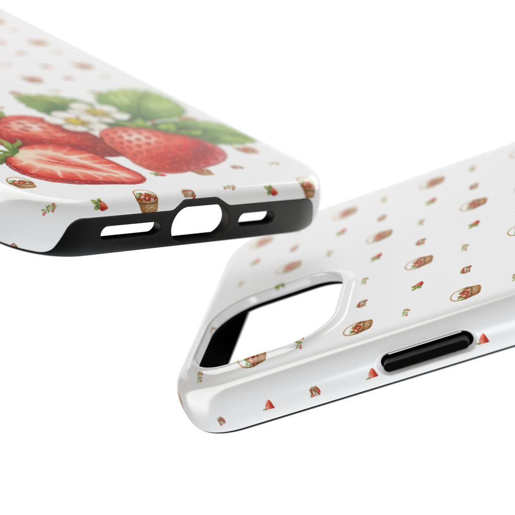 Strawberry Pattern Tough Phone Case — Vintage Botanical Fruit Design