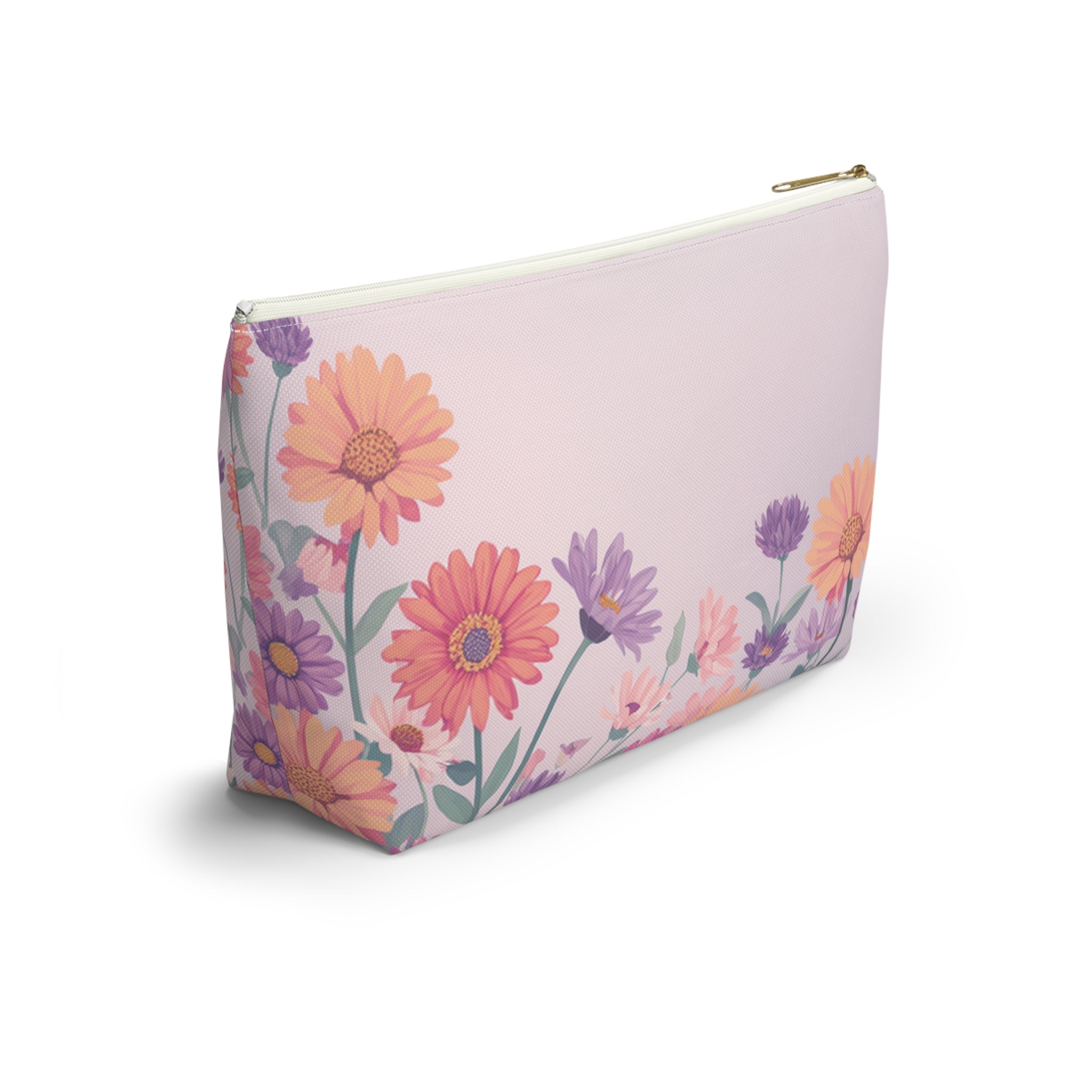 Frog in Bloom "Momma's Garden Bag" Floral Accessory Pouch — Cute Zippered Bag with T‑Bottom