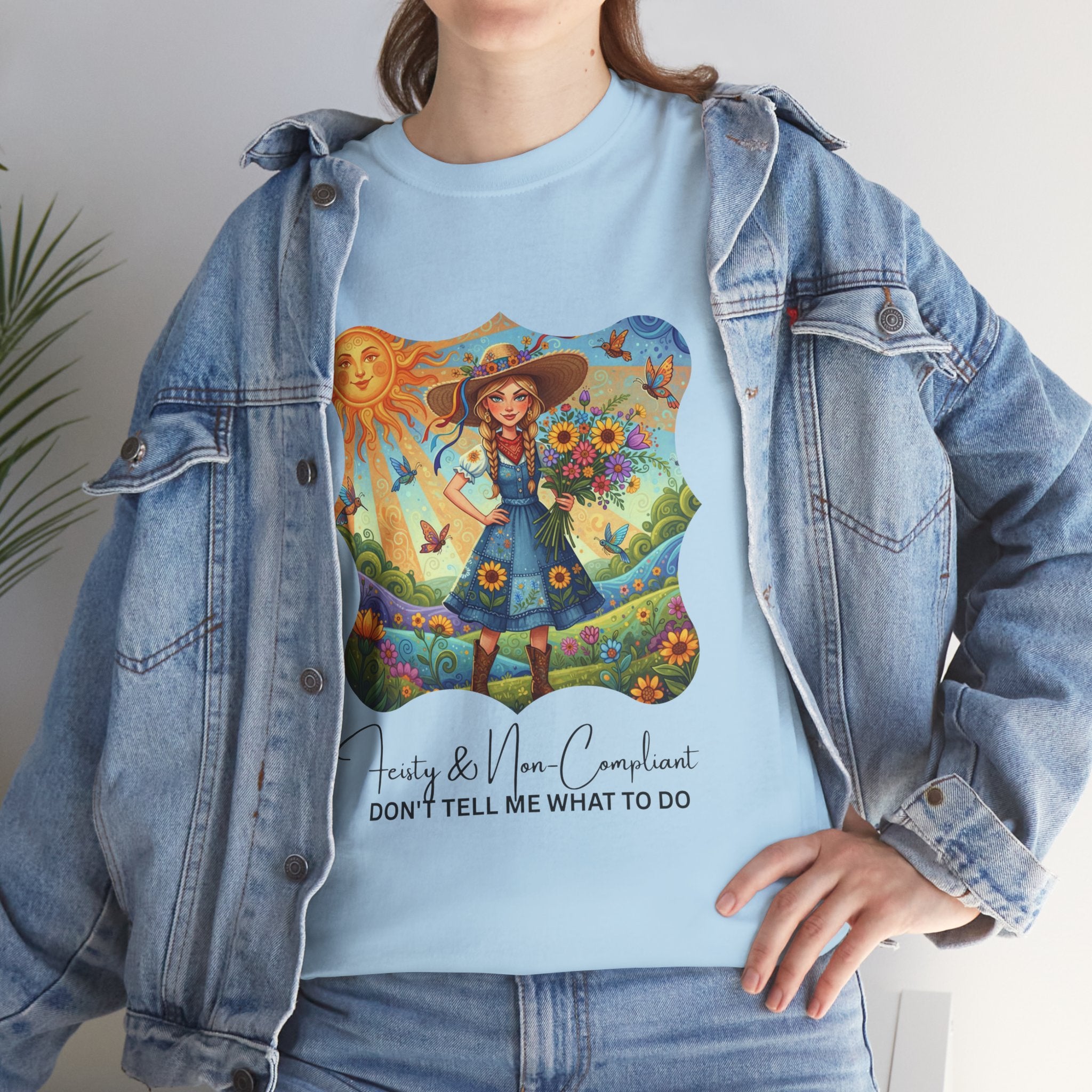 Summer Sunflower Scarecrow T-Shirt — "Don't Tell Me What To Do" Graphic Tee