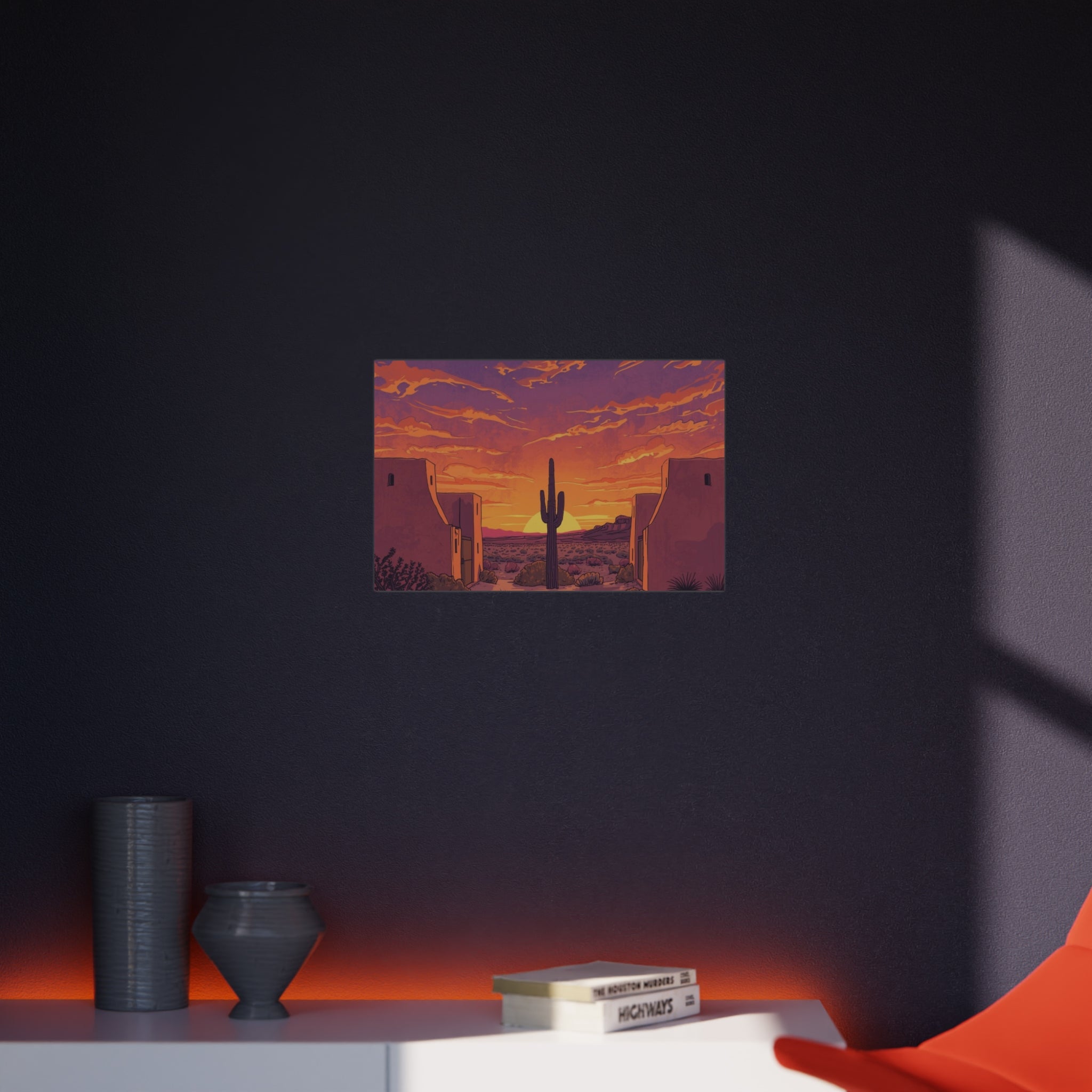 Desert Sunset Foam Board Print — Saguaro Cactus Southwestern Wall Art