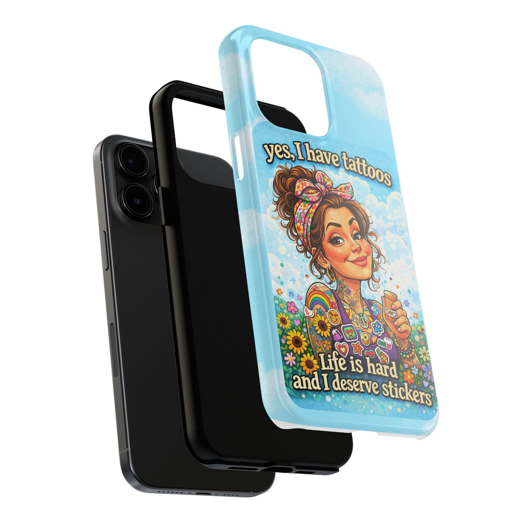 Phone Case — “Yes, I Have Tattoos” Floral Sticker-Loving Protective Case