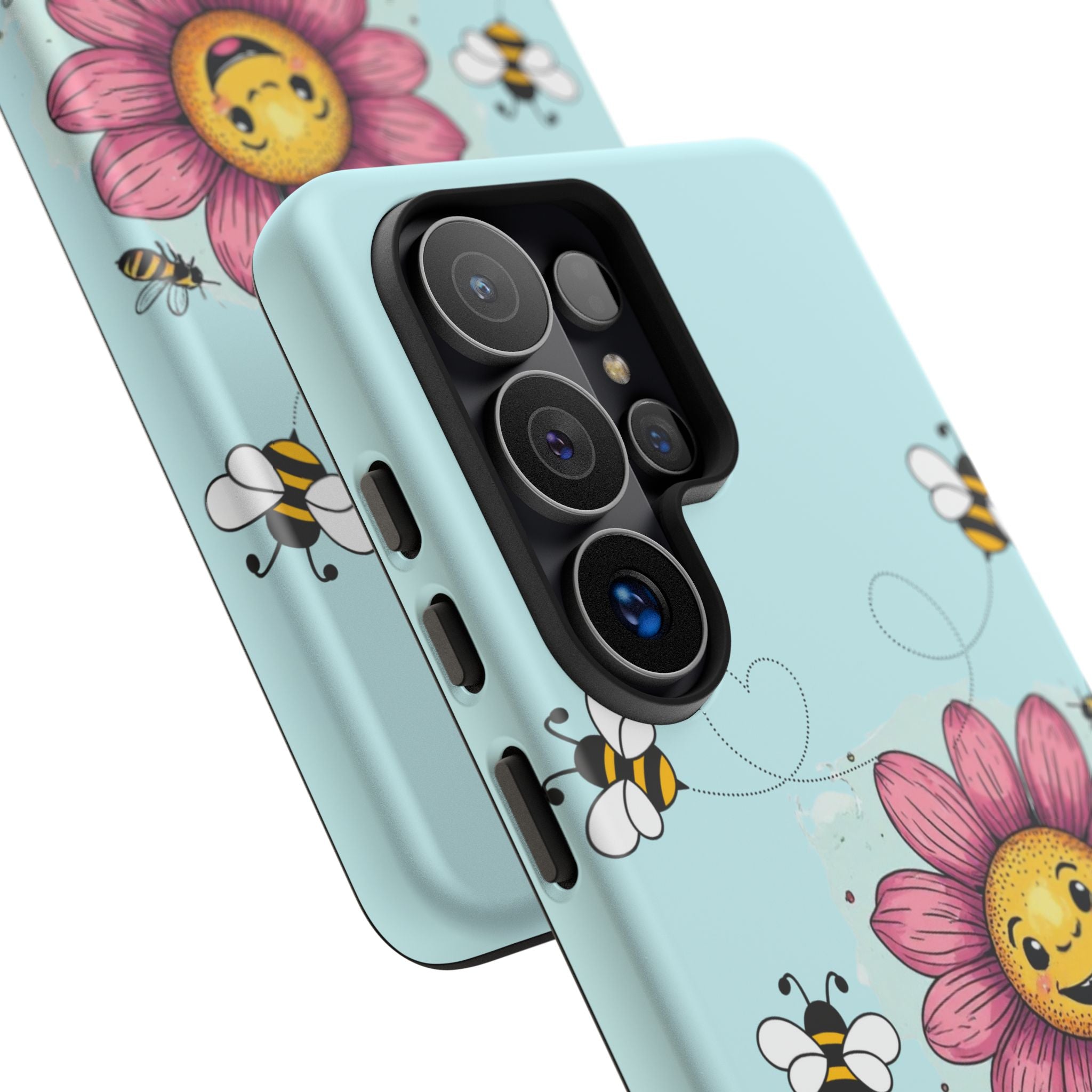 Cute Bee & Smiley Flower Phone Case — Floral Garden Protective Cover
