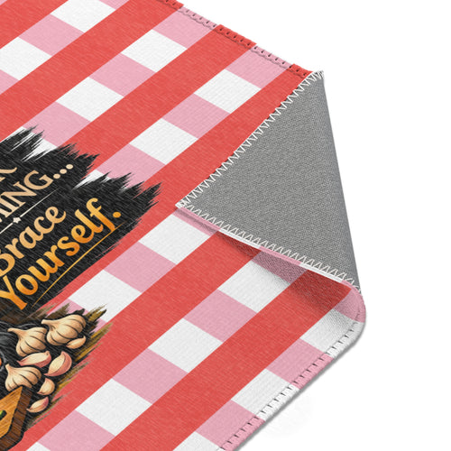 Area Rug — 'Dinner Is Coming… Brace Yourself' Kitchen Checkered Accent Rug