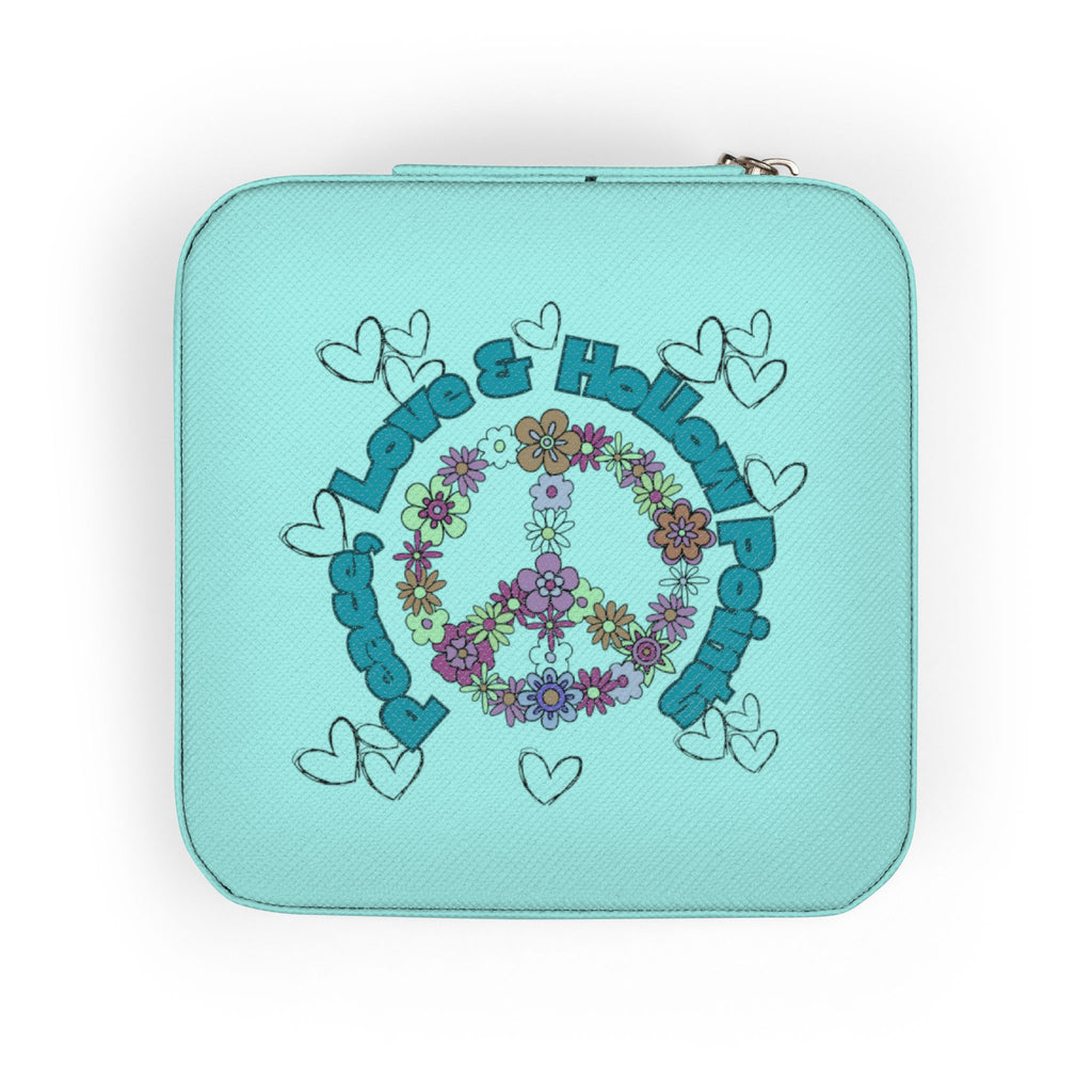 Peace Sign Jewelry Travel Case — Compact Portable Organizer for Rings, Earrings & Necklaces