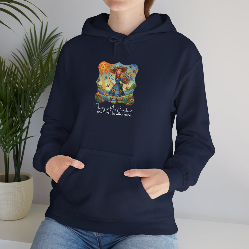 Whimsical Garden Hoodie — "FEISTY" Illustrated Comfort Sweatshirt