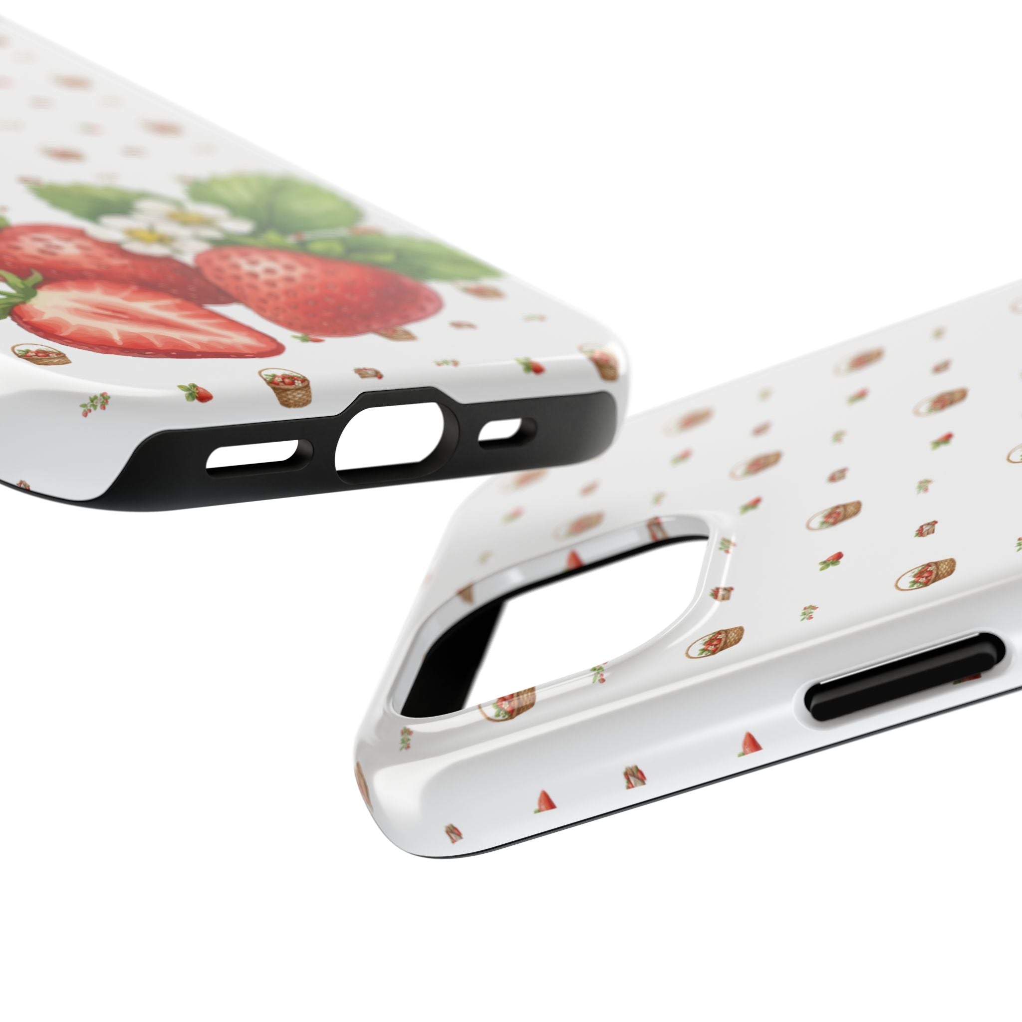 Strawberry Pattern Tough Phone Case — Vintage Botanical Fruit Design