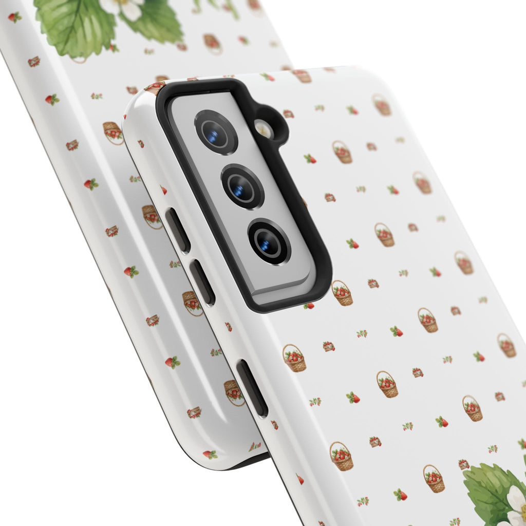 Strawberry Pattern Tough Phone Case — Vintage Botanical Fruit Design