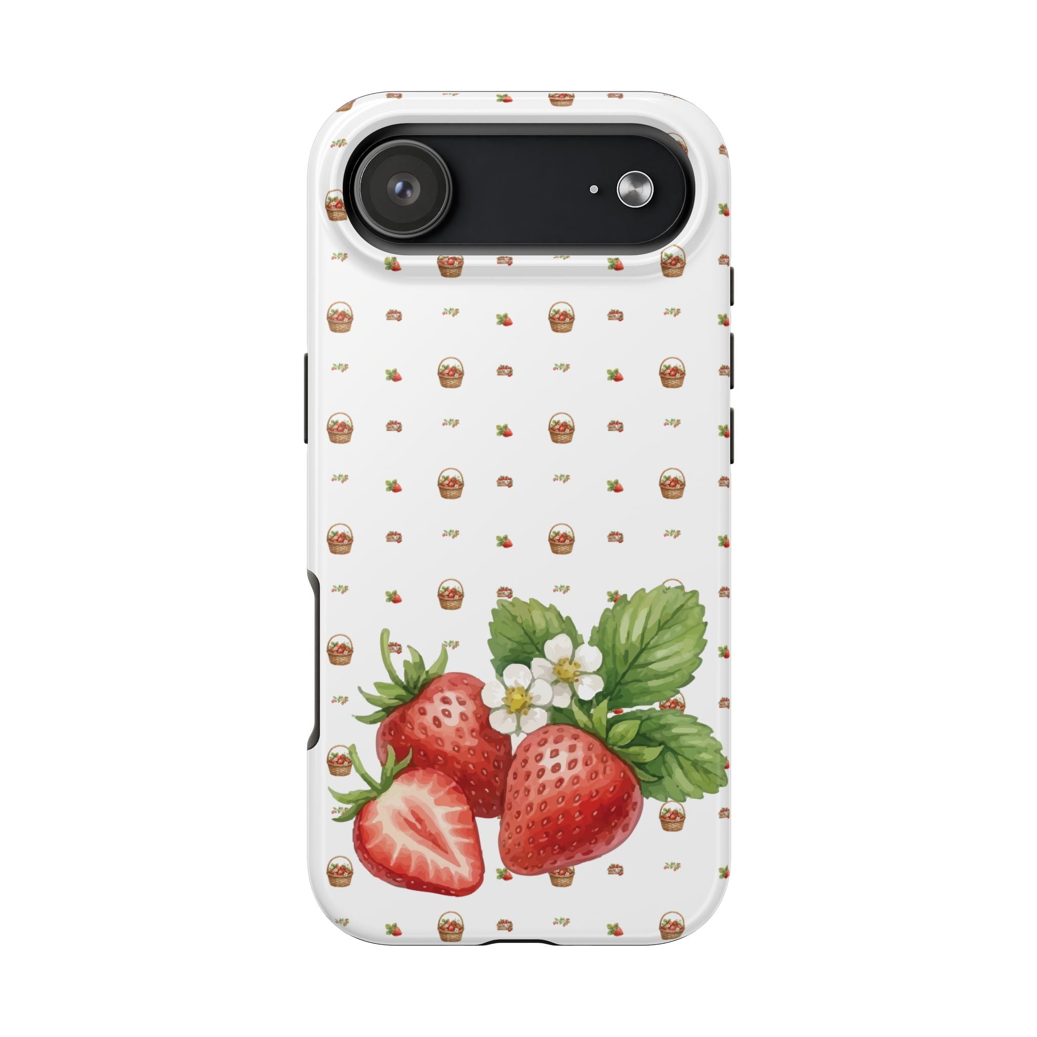 Strawberry Pattern Tough Phone Case — Vintage Botanical Fruit Design