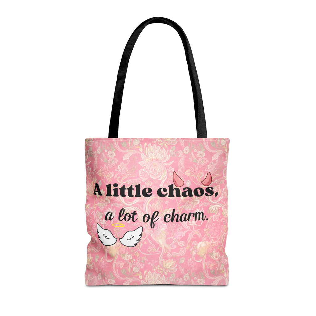 Charming Chaos Pink Tote Bag — "A Little Chaos, A Lot of Charm" All-Over-Print