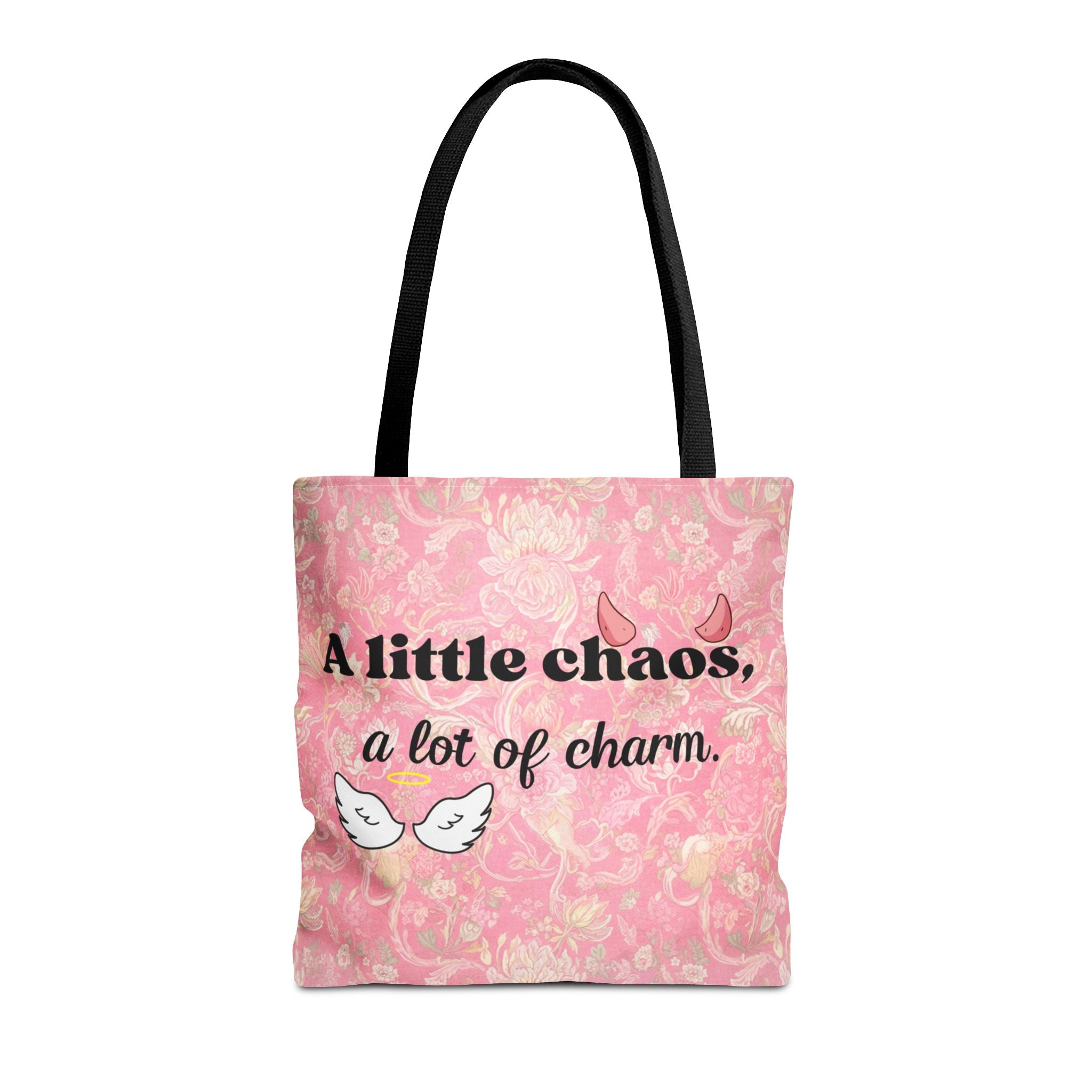 Charming Chaos Pink Tote Bag — "A Little Chaos, A Lot of Charm" All-Over-Print