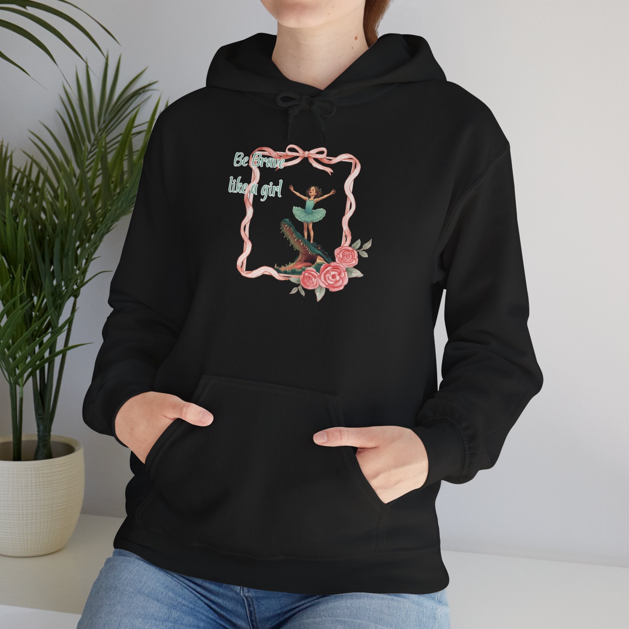 Hoodie — "Be Brave, Like A Girl" Floral Girl Graphic