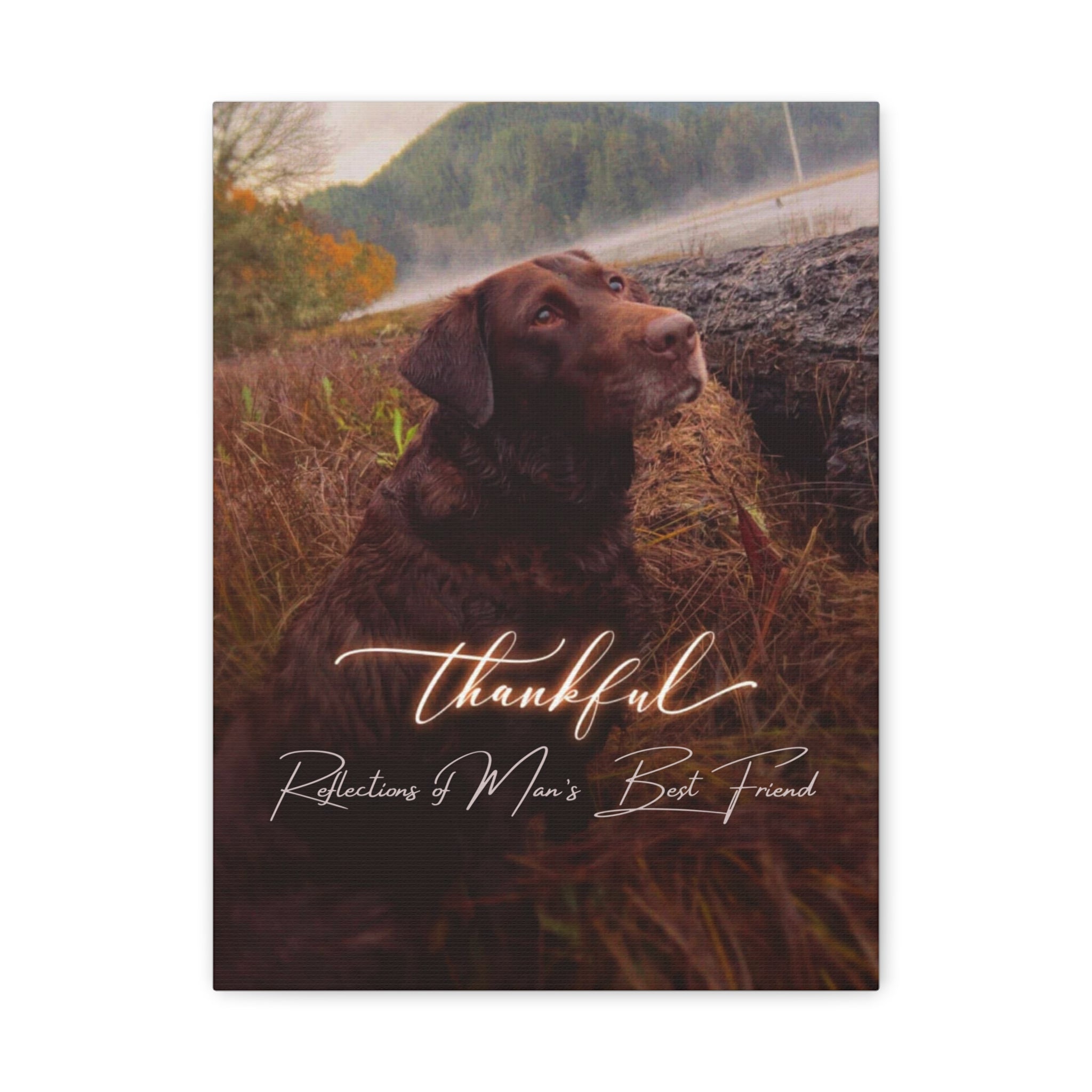 Canvas Wall Art — "Thankful" Dog Photo Matte Canvas (Stretched)