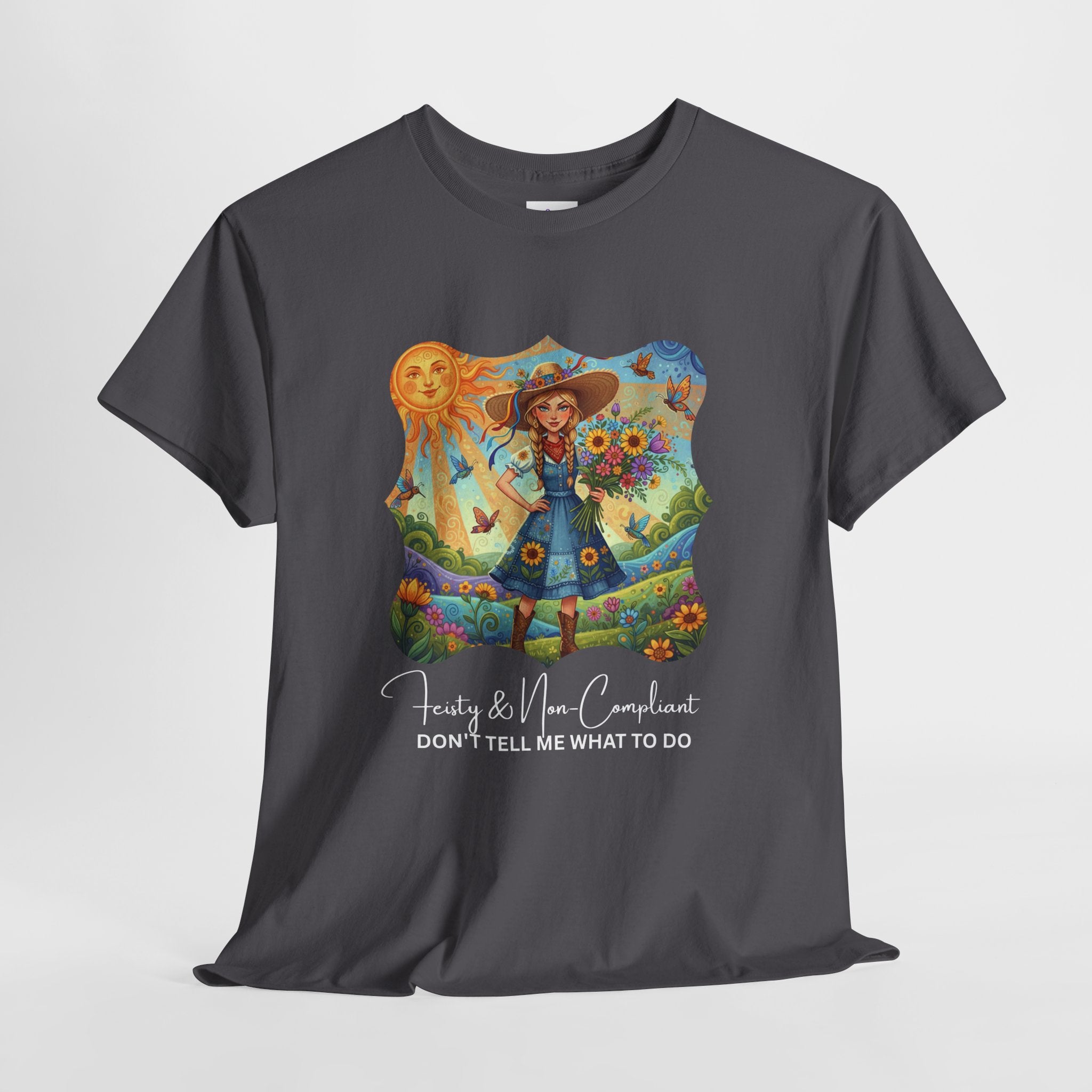 Summer Sunflower Scarecrow T-Shirt — "Don't Tell Me What To Do" Graphic Tee