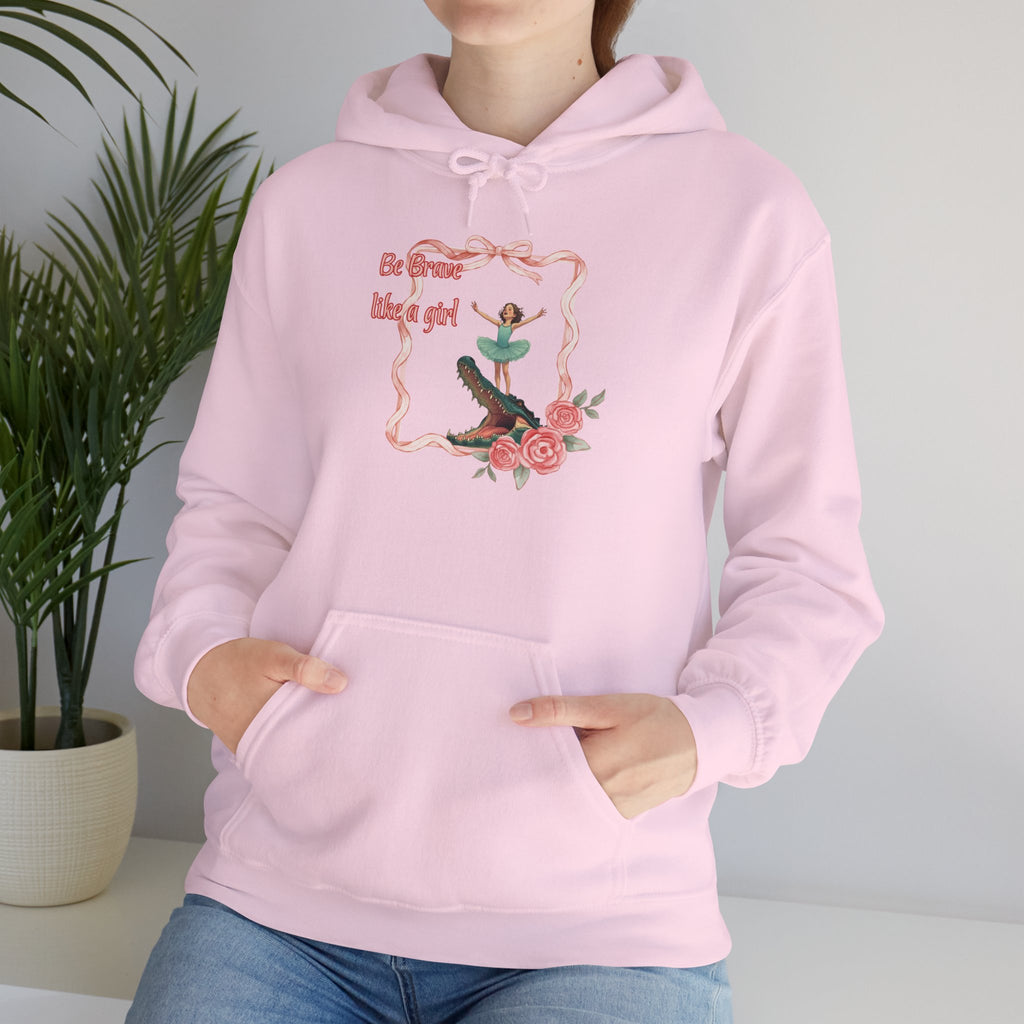 Hoodie — "Be Brave, Like A Girl" Floral Girl Graphic