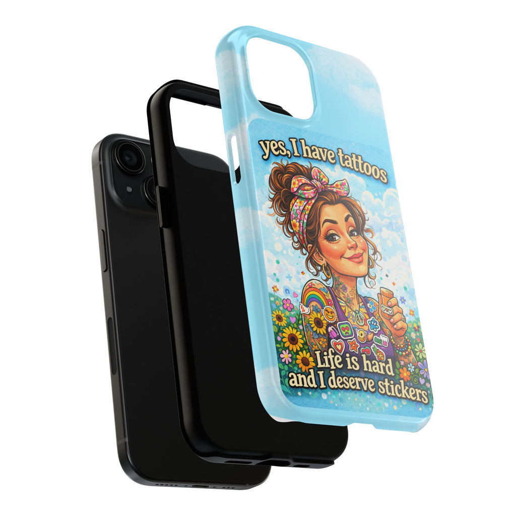 Phone Case — “Yes, I Have Tattoos” Floral Sticker-Loving Protective Case