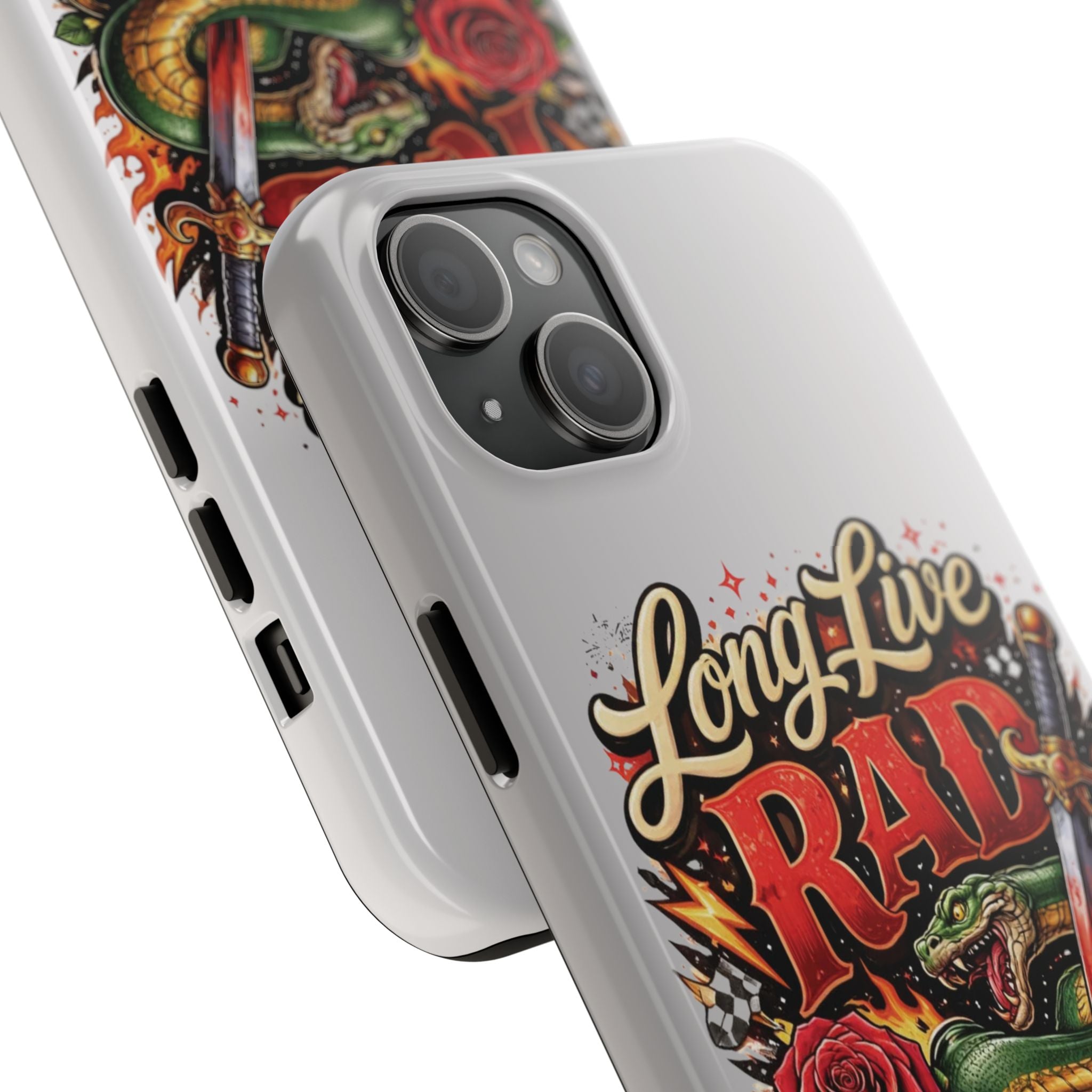 Long Live Rad Women Tough Phone Case — Retro Tattoo Floral Skull Design