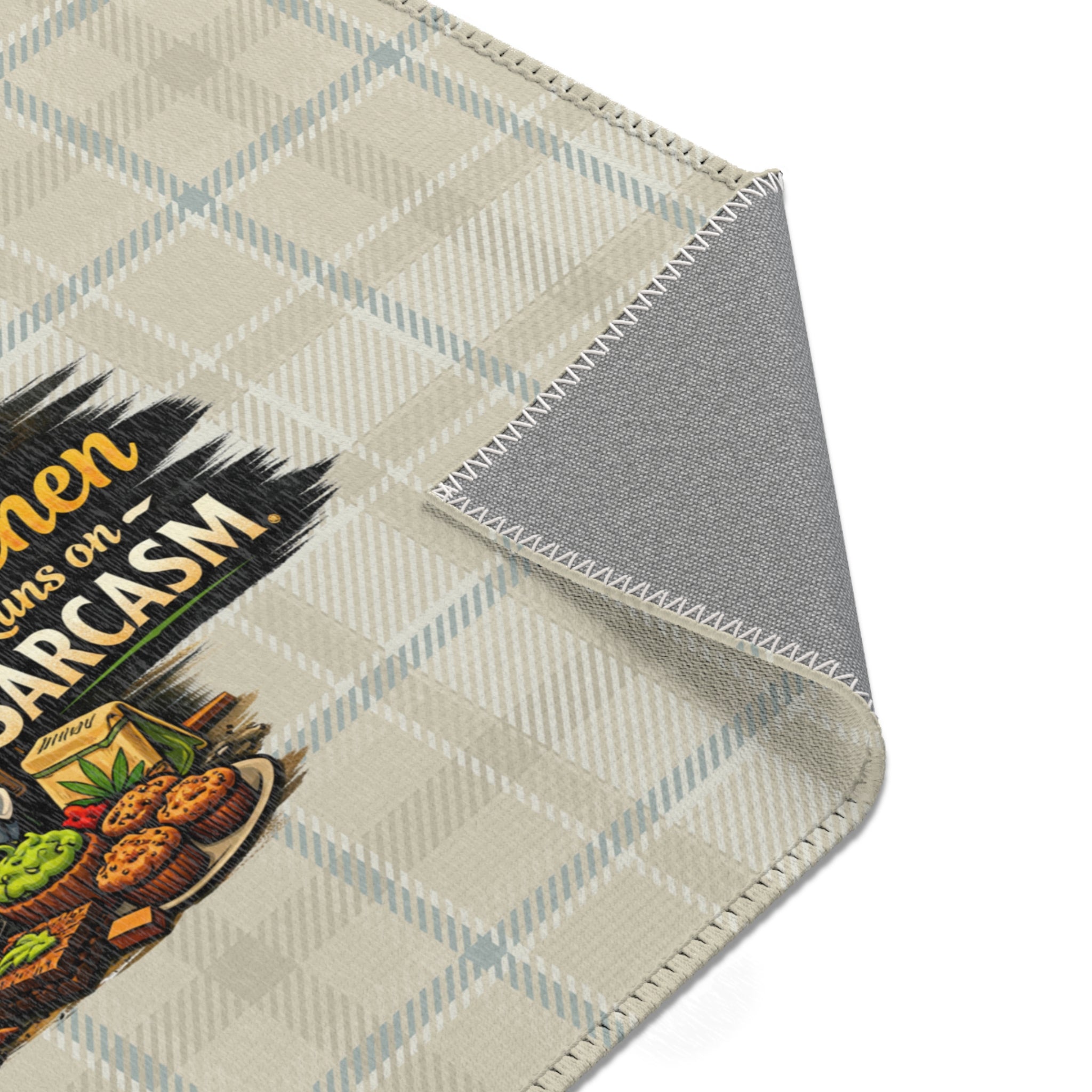 Kitchen Sarcasm Area Rug – Funny Chef Plaid Welcome Mat
