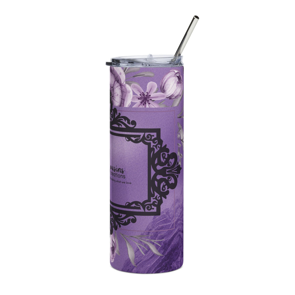 20oz Stainless Steel Tumbler — Purple Floral LogoTravel Cup