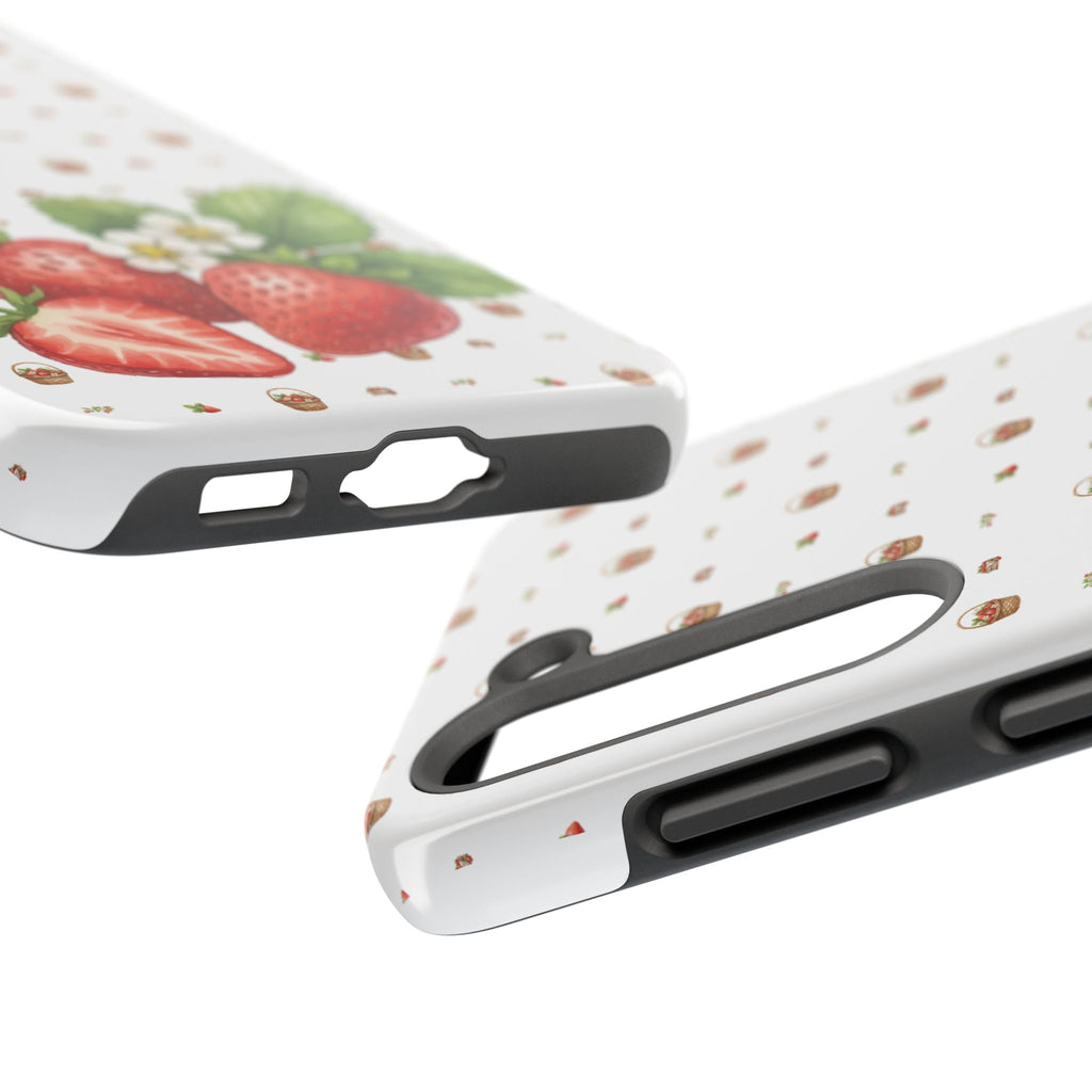 Strawberry Pattern Tough Phone Case — Vintage Botanical Fruit Design