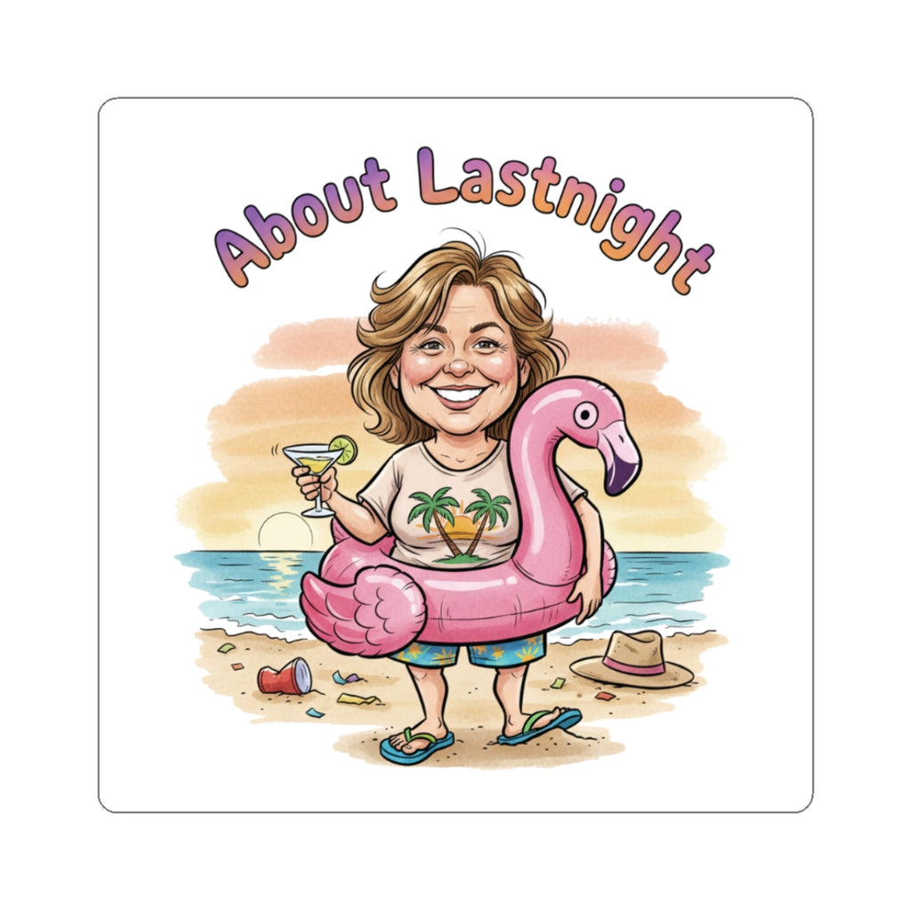 Sticker — "About Last Night" Beach Party Caricature (Kiss-Cut)