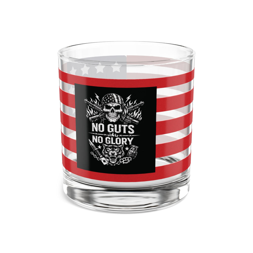 American Flag Rocks Glass – "No Guts No Glory" Skull Whiskey Glass (10 oz)