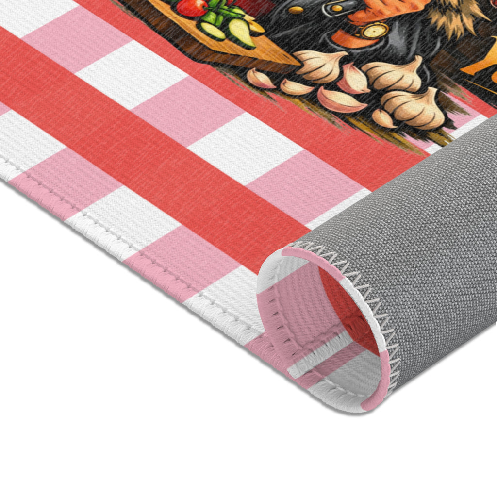 Area Rug — 'Dinner Is Coming… Brace Yourself' Kitchen Checkered Accent Rug