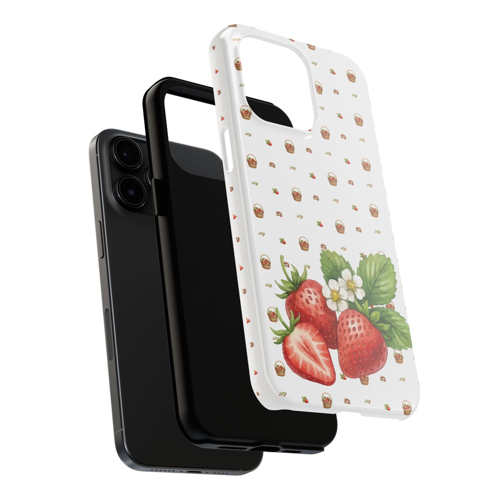 Strawberry Pattern Tough Phone Case — Vintage Botanical Fruit Design