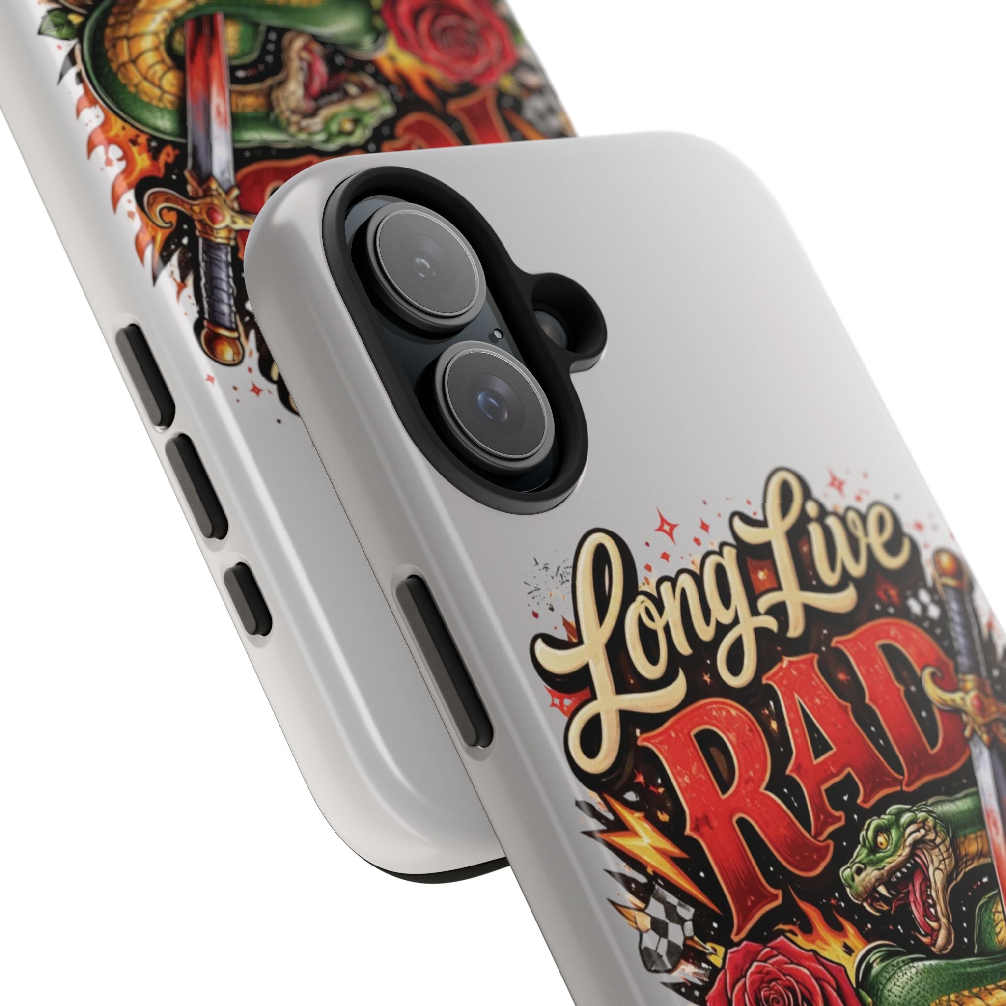 Long Live Rad Women Tough Phone Case — Retro Tattoo Floral Skull Design