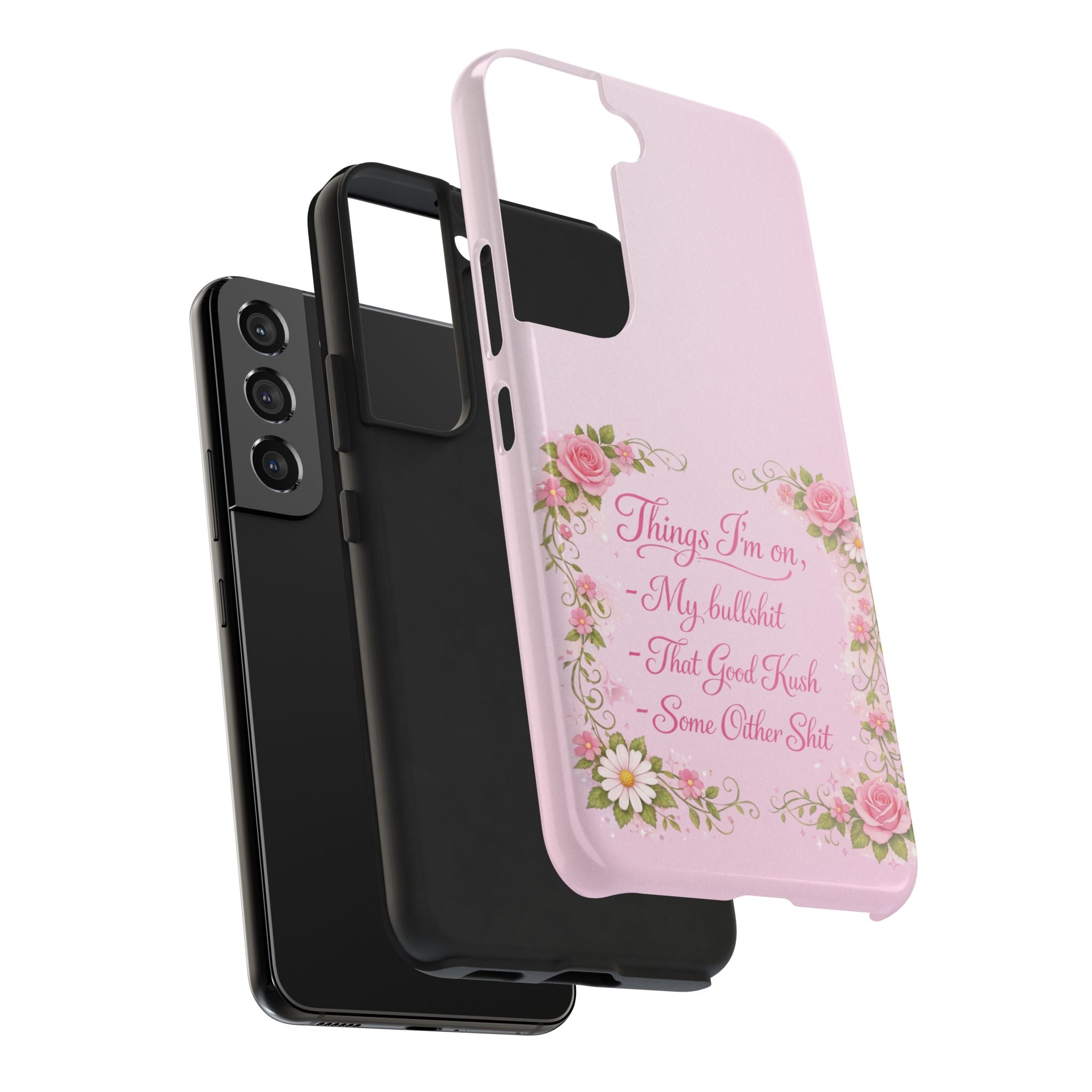 Tough Phone Case — Floral Script "Things I'm On" Protective Phone Cover