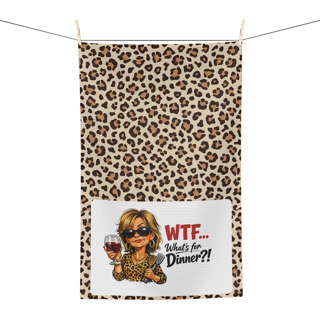 Leopard 'WTF... What's for Dinner?!' Microfiber Tea Towel