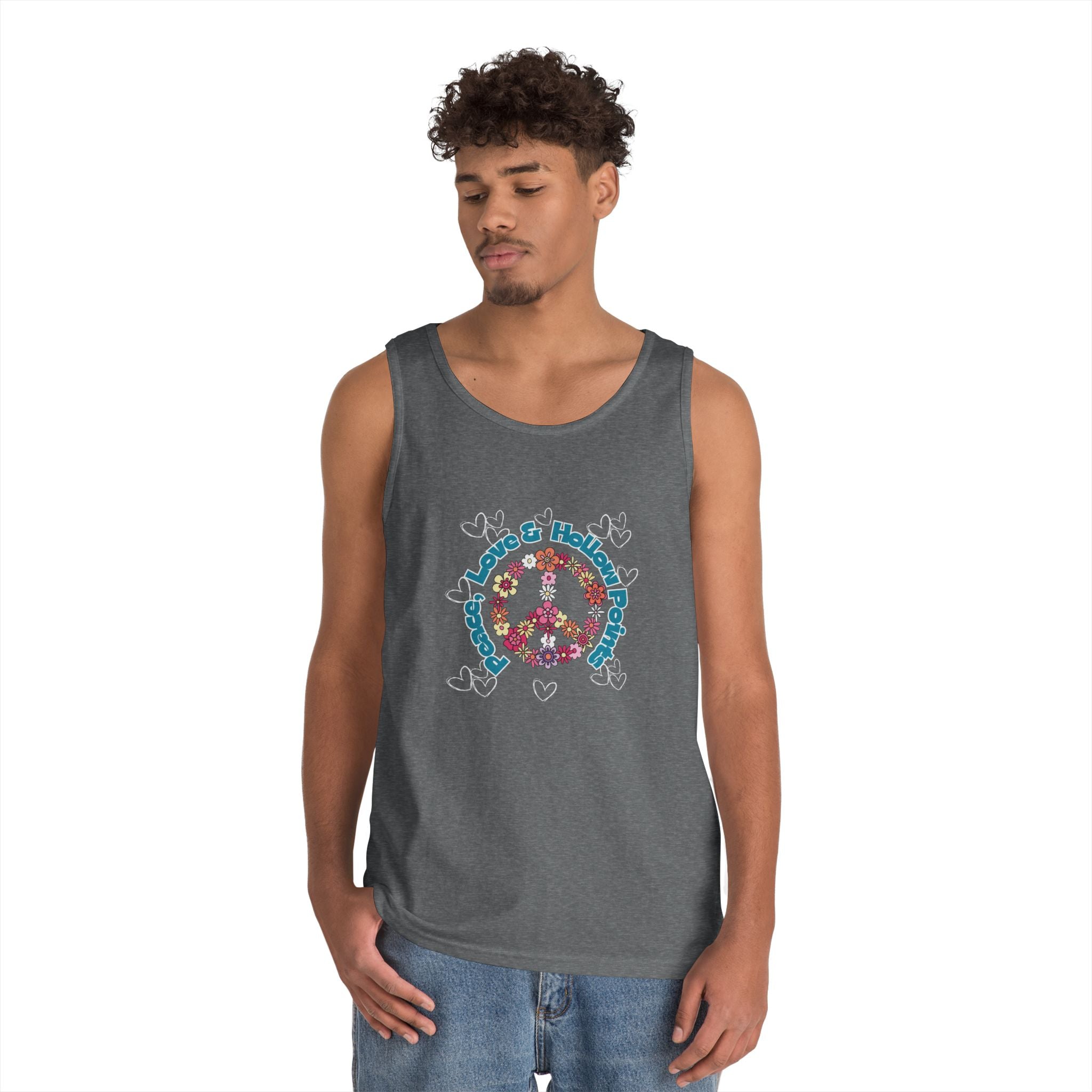 Peace, Love, Hollow Points Floral Tank — Funny Quote Graphic Tank Top